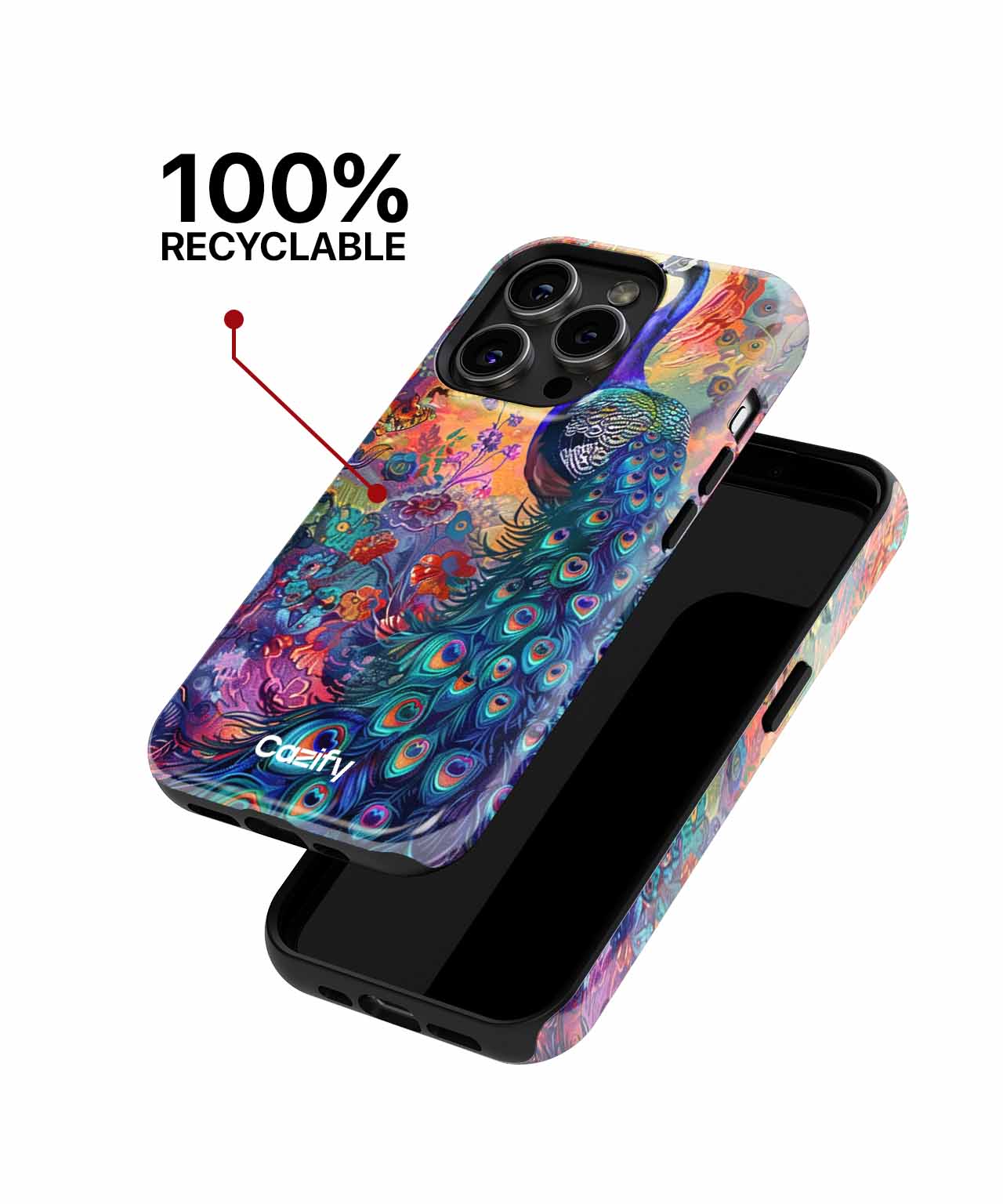 Colorful Peacock Posing in Wonderland iPhone case Case Cazify - Delivery Canada