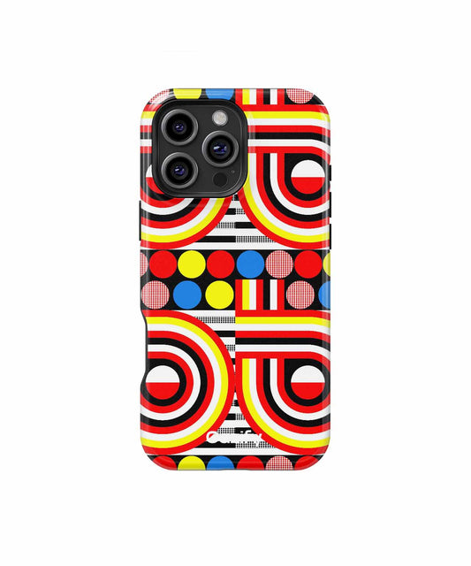 Colorful Retro Fun with Circles and Stripes iPhone case Case Cazify - Delivery Canada