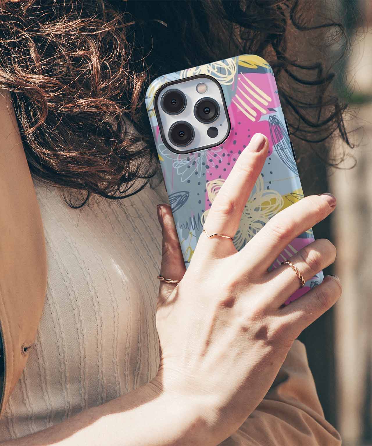 Colorful Scribbles and Funky Flowers iPhone case Case Cazify - Delivery Canada