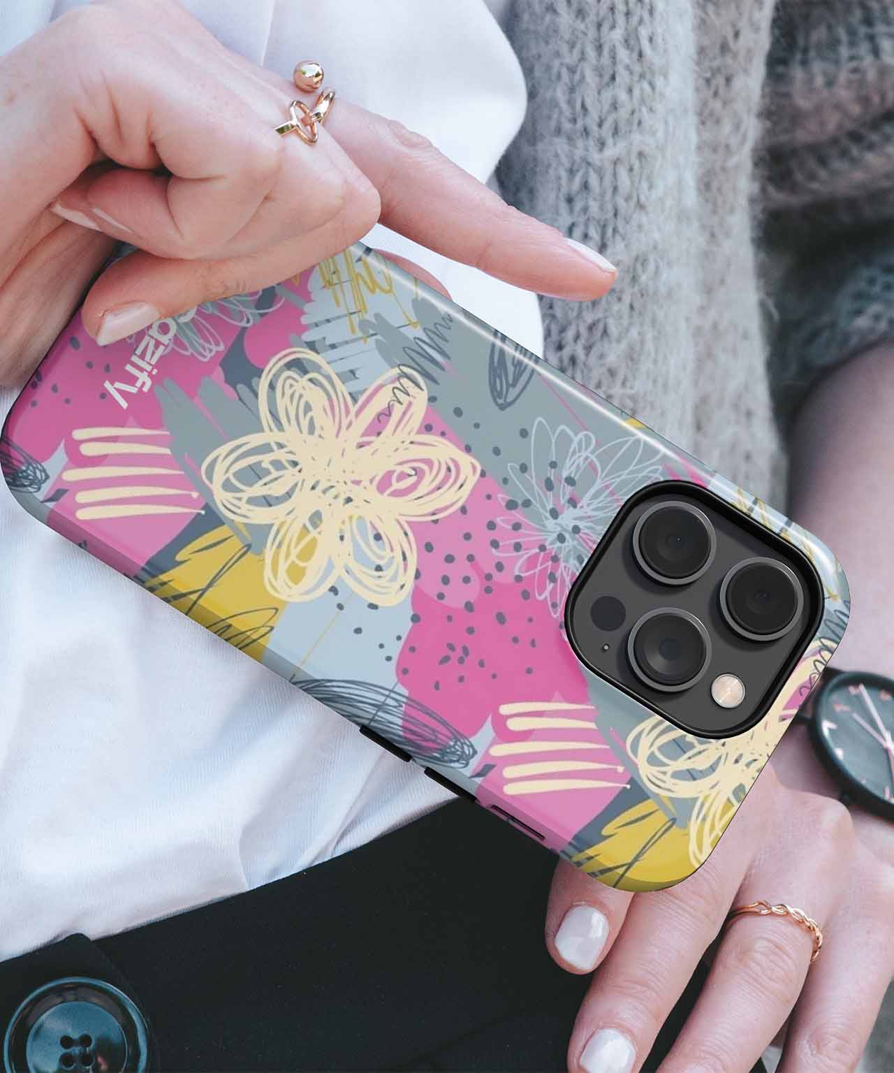 Colorful Scribbles and Funky Flowers iPhone case Case Cazify - Delivery Canada