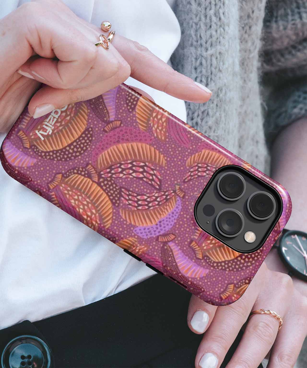 Colorful Twirling Leaves Dance Party iPhone case Case Cazify - Delivery Canada