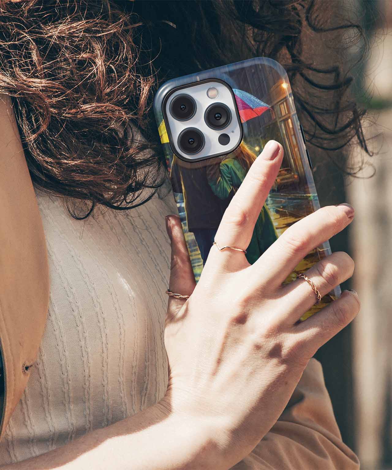 Colorful Umbrella Romance in the Rain iPhone case Case Cazify - Delivery Canada