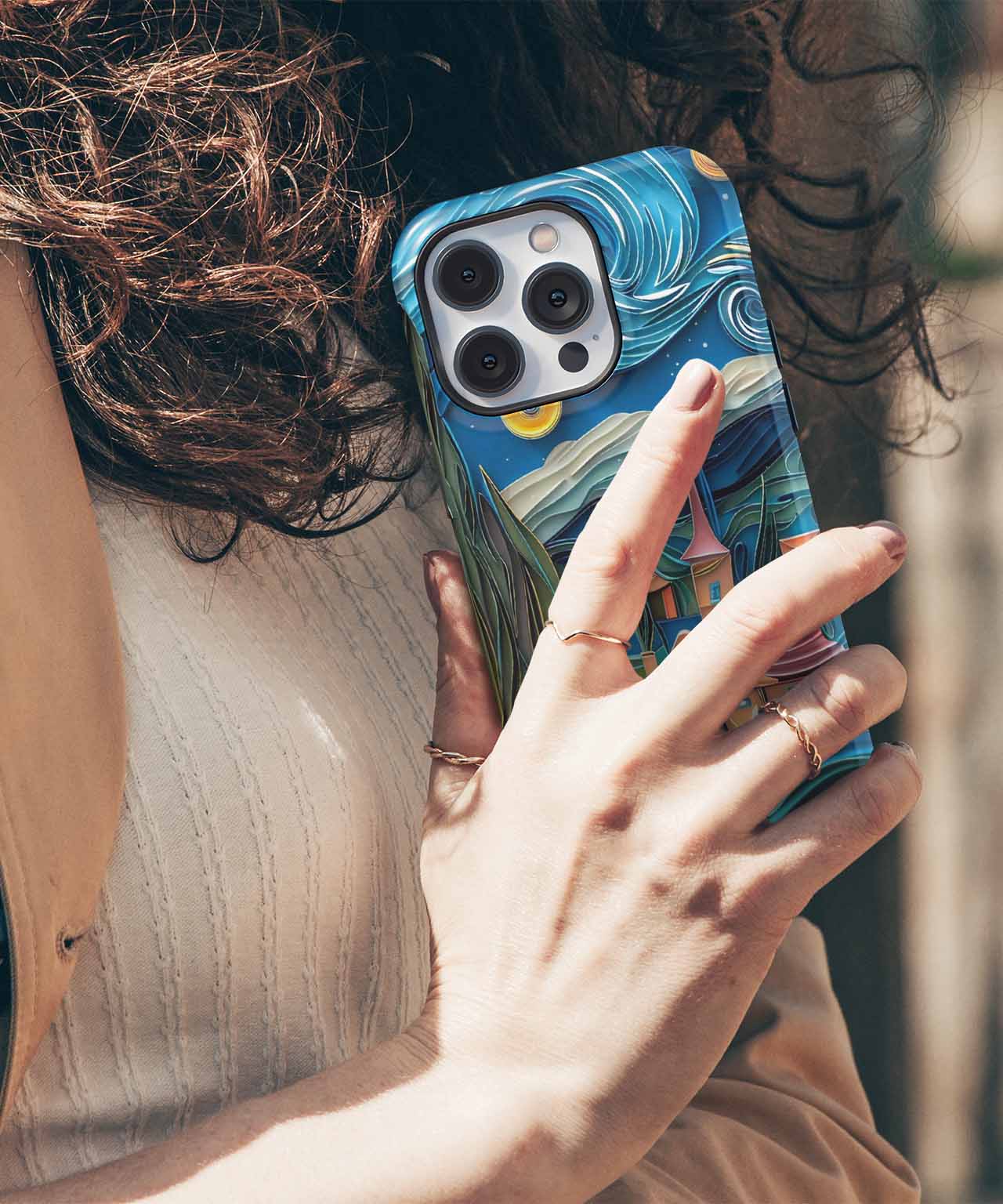 Colorful Whirlwind of Stars and Hills iPhone case Case Cazify - Delivery Canada