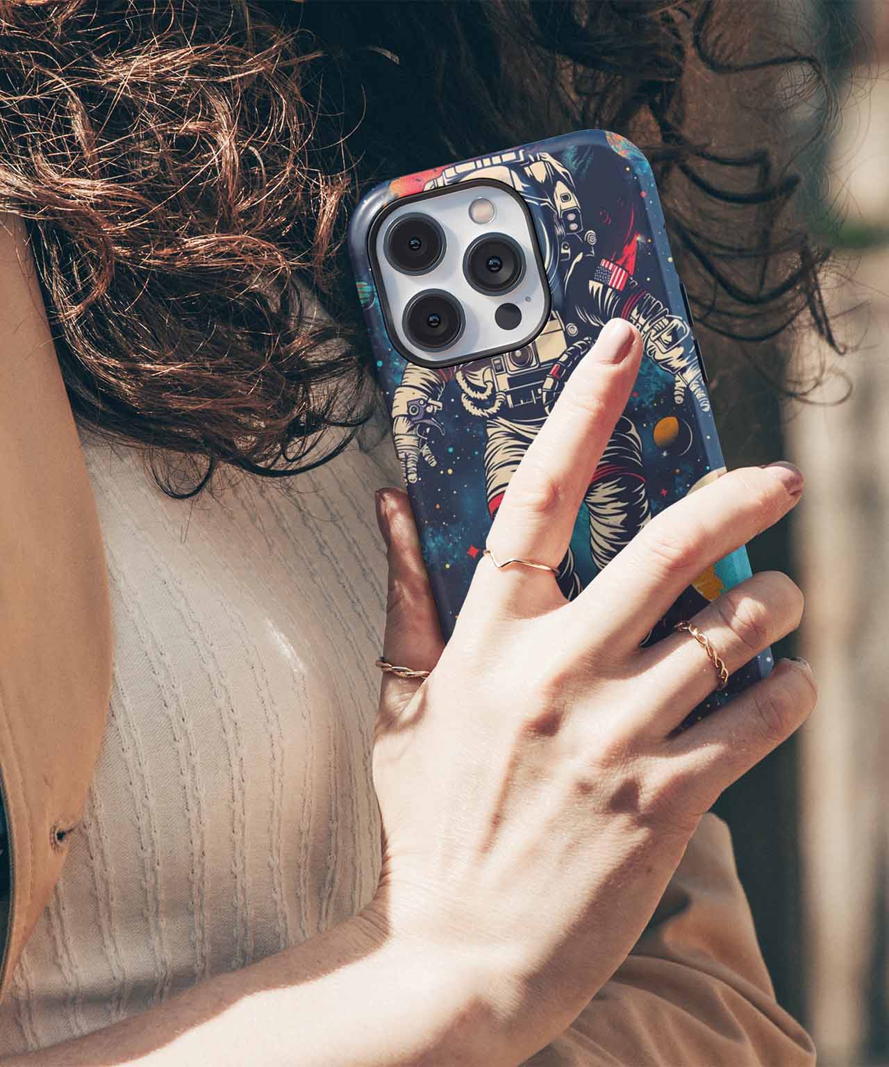 Cosmic Adventures of the Floating Astronaut iPhone case Case Cazify - Delivery Canada