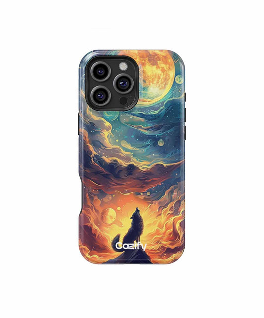 Cosmic Howls Under a Colorful Moon iPhone case Case Cazify - Delivery Canada