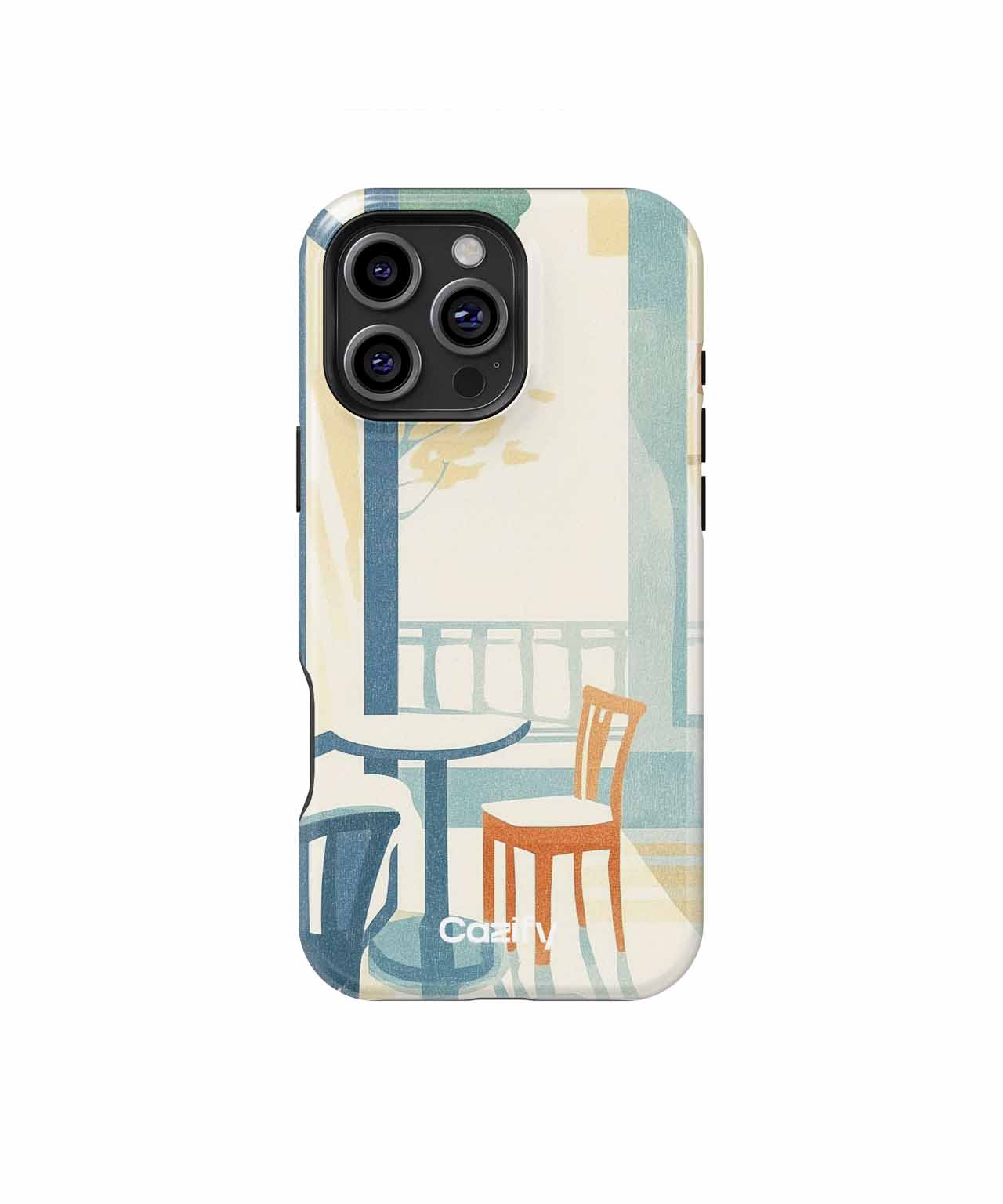 Cozy cafe vibe with bright chairs iPhone case Case Cazify - Delivery Canada