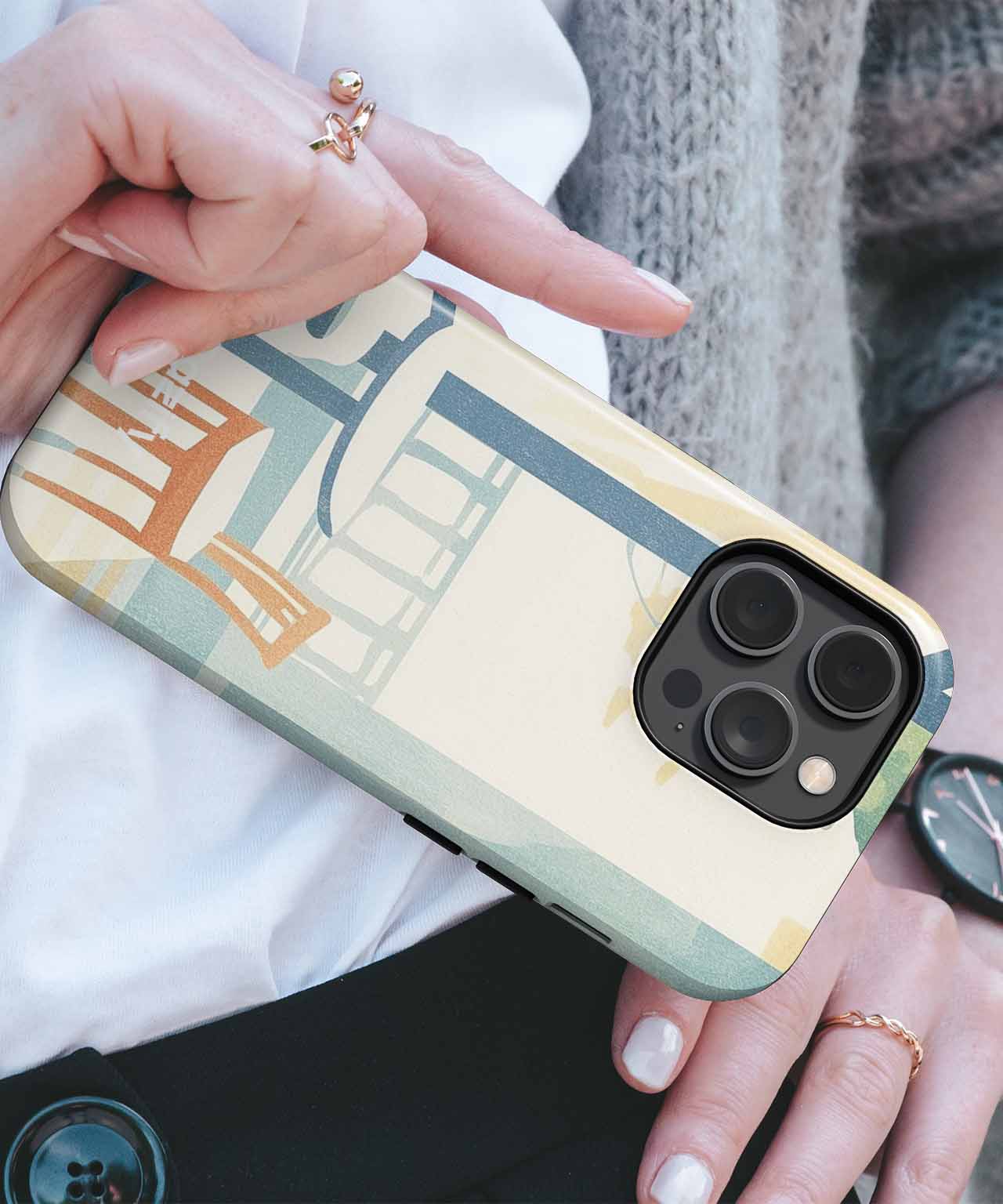 Cozy cafe vibe with bright chairs iPhone case Case Cazify - Delivery Canada