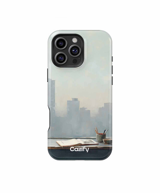 Cozy caffeine corner with city view iPhone case Case Cazify - Delivery Canada