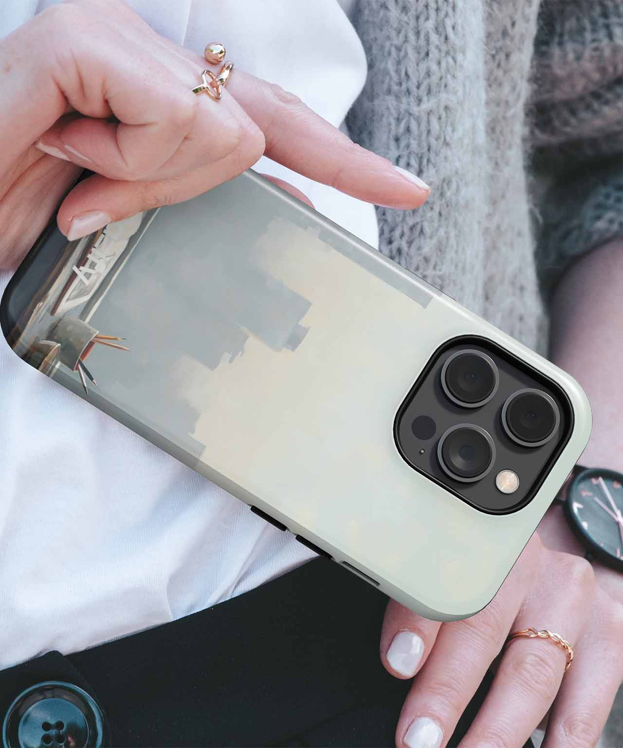 Cozy caffeine corner with city view iPhone case Case Cazify - Delivery Canada