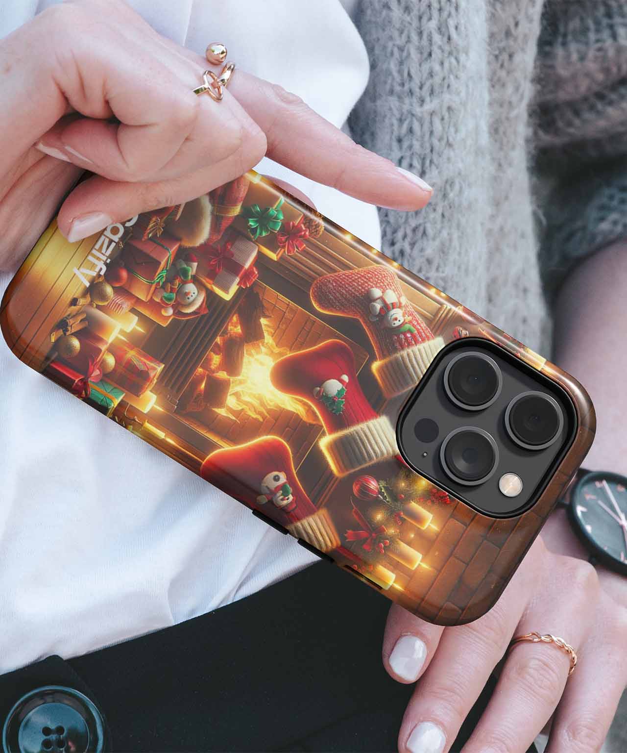 Cozy Christmas Fireplace Wonder iPhone case Case Cazify - Delivery Canada