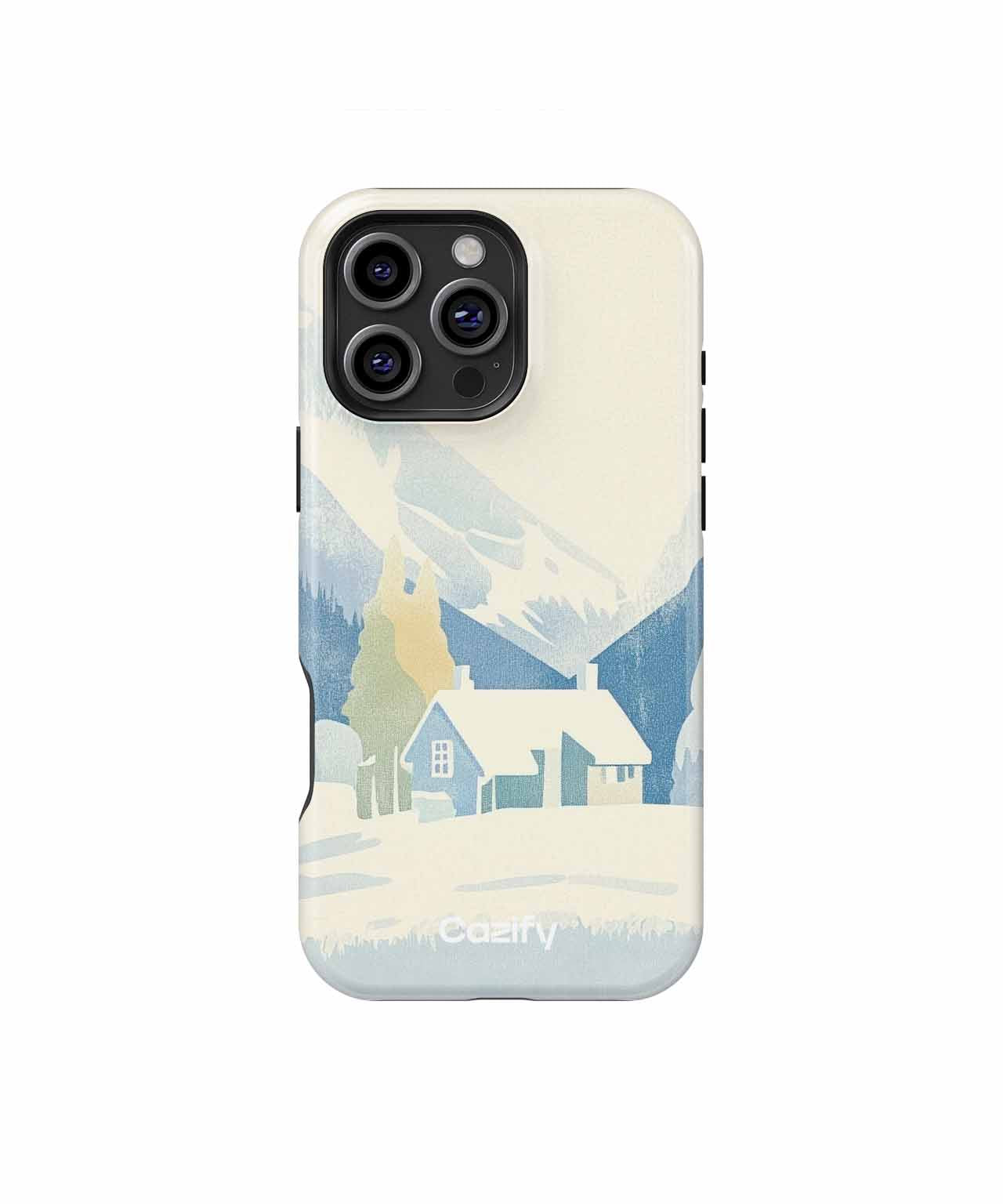 Cozy Snowy Cabin Surrounded by Mountains iPhone case Case Cazify - Delivery Canada