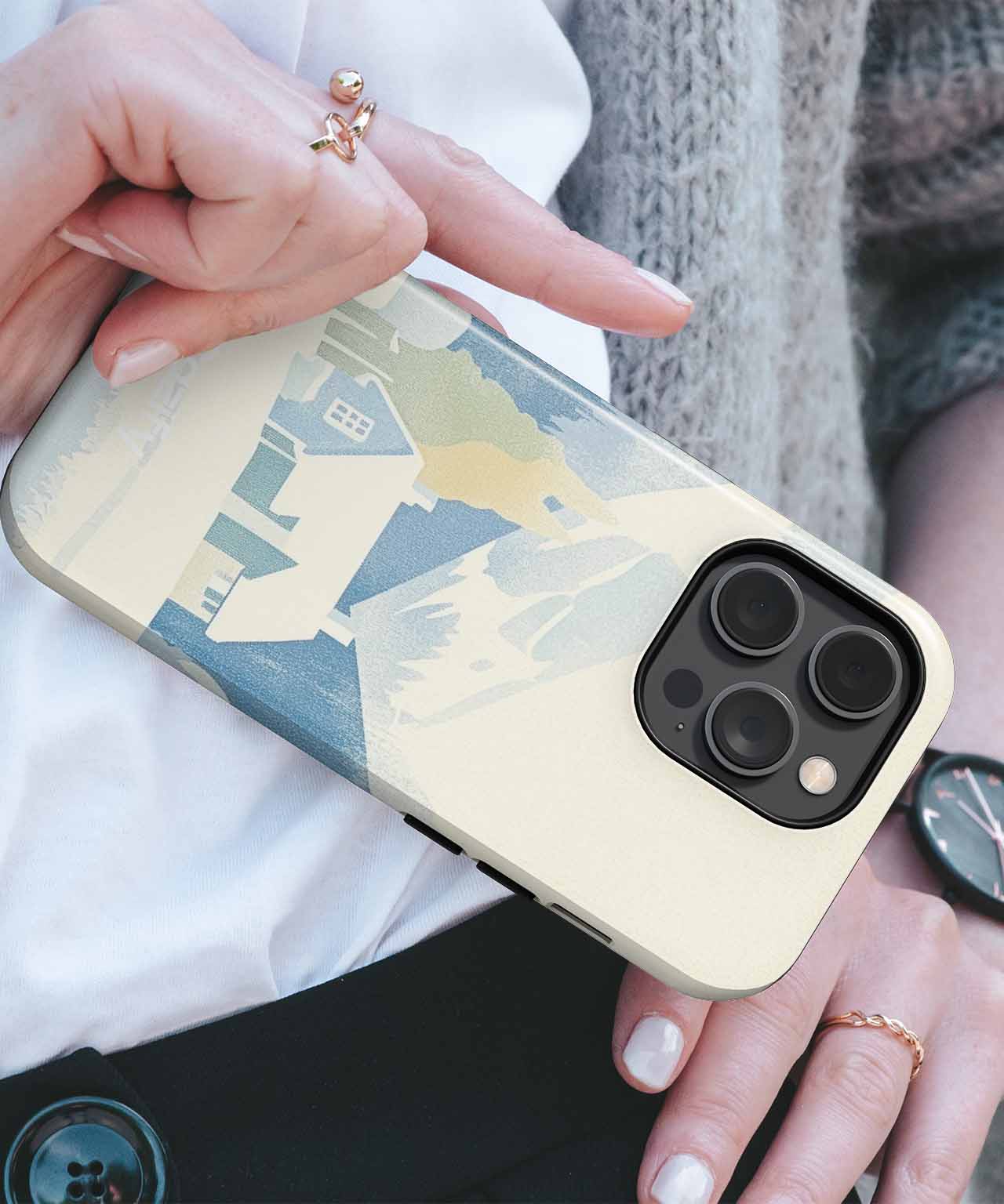 Cozy Snowy Cabin Surrounded by Mountains iPhone case Case Cazify - Delivery Canada