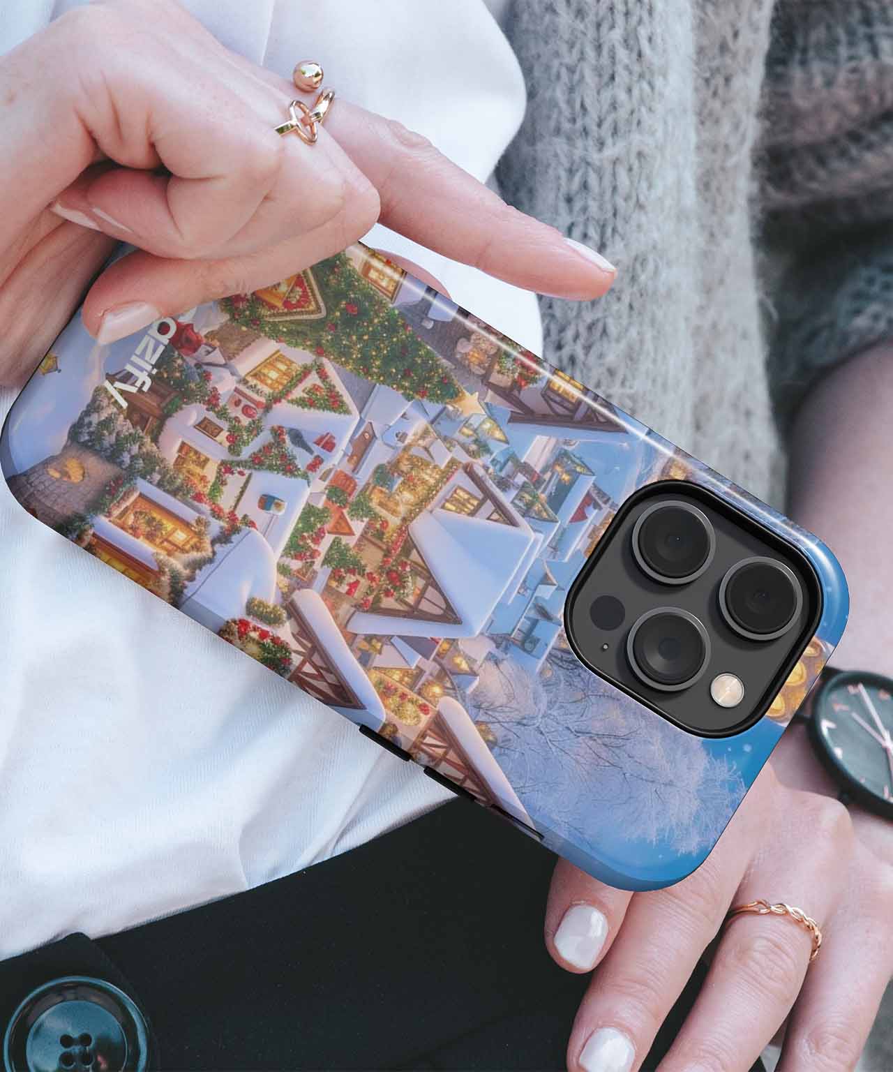 Cozy Snowy Christmas Village Wonderland iPhone case Case Cazify - Delivery Canada