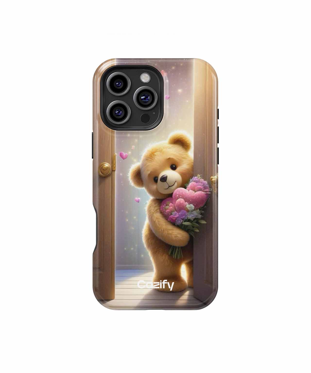 Cuddly Bear Bringing Love and Flowers iPhone case Case Cazify - Delivery Canada