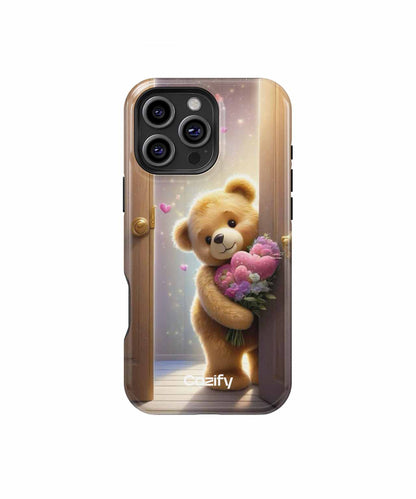 Cuddly Bear Bringing Love and Flowers iPhone case Case Cazify - Delivery Canada