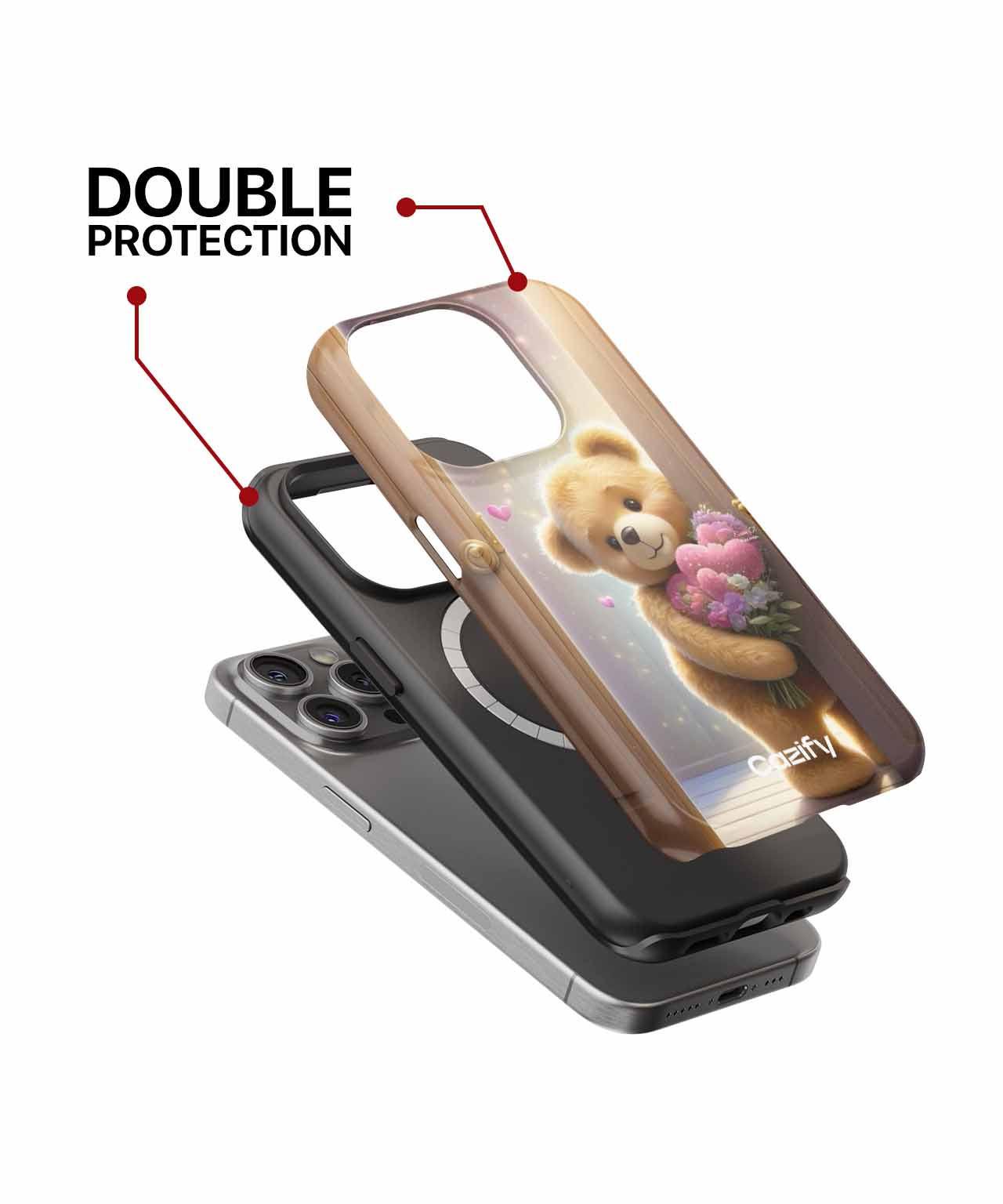 Cuddly Bear Bringing Love and Flowers iPhone case Case Cazify - Delivery Canada