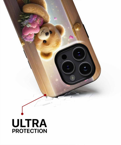 Cuddly Bear Bringing Love and Flowers iPhone case Case Cazify - Delivery Canada