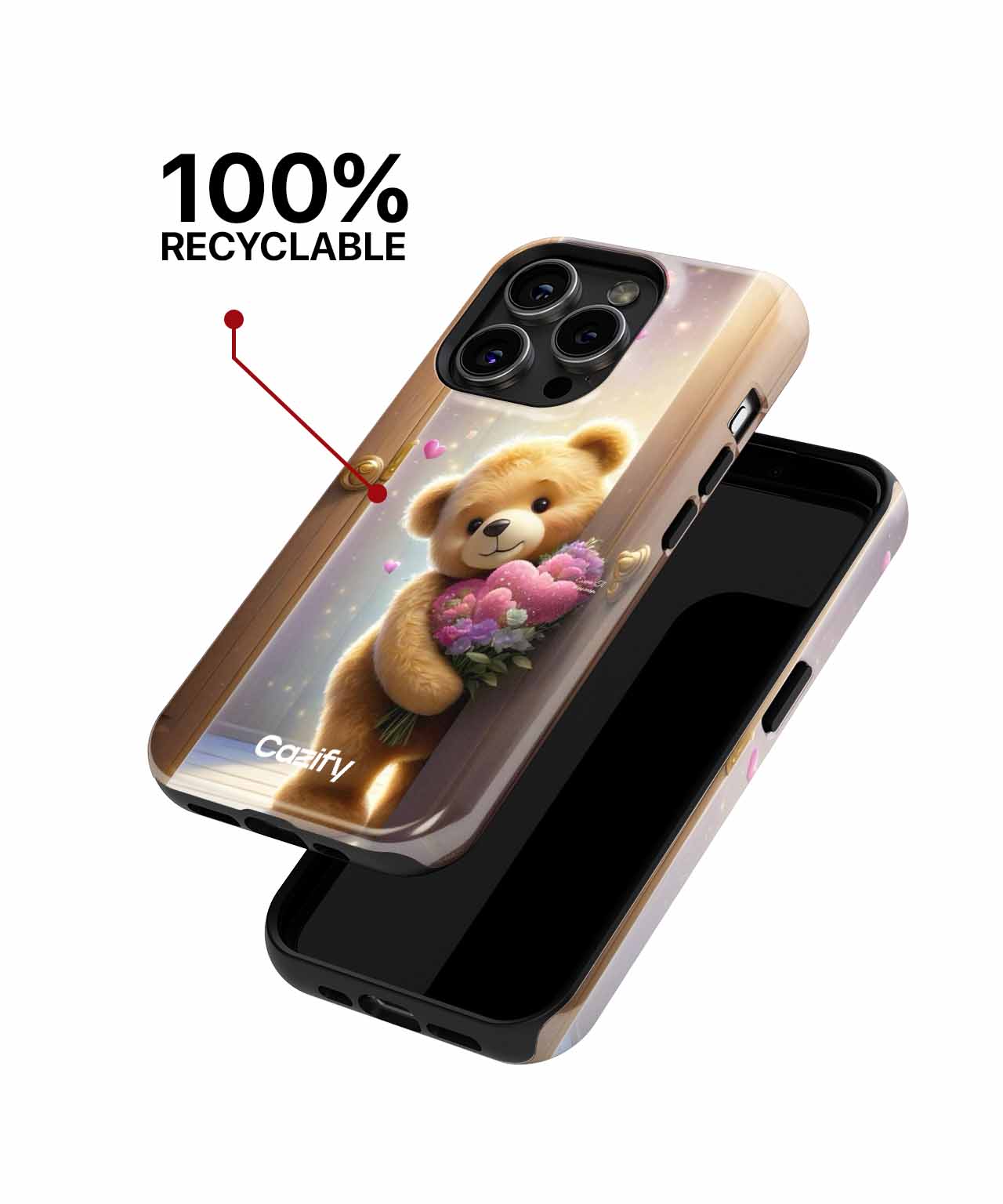 Cuddly Bear Bringing Love and Flowers iPhone case Case Cazify - Delivery Canada