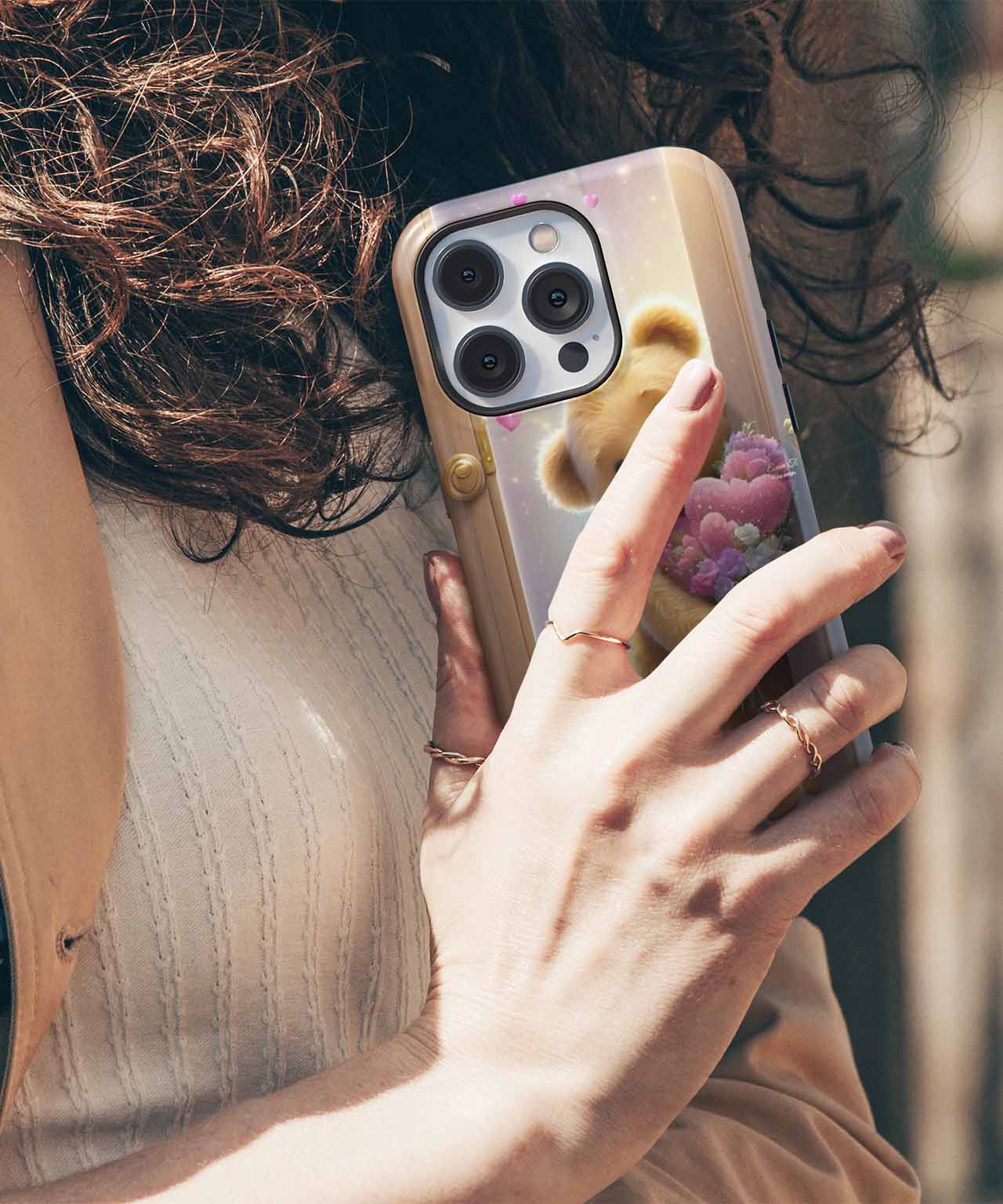 Cuddly Bear Bringing Love and Flowers iPhone case Case Cazify - Delivery Canada