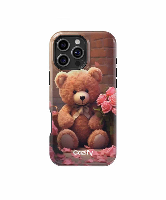 Cuddly teddy bear in a flower garden iPhone case Case Cazify - Delivery Canada