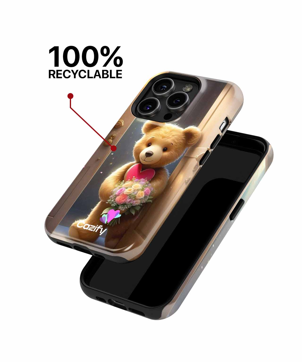 Cuddly Teddy Bear with Flowers iPhone case Case Cazify - Delivery Canada