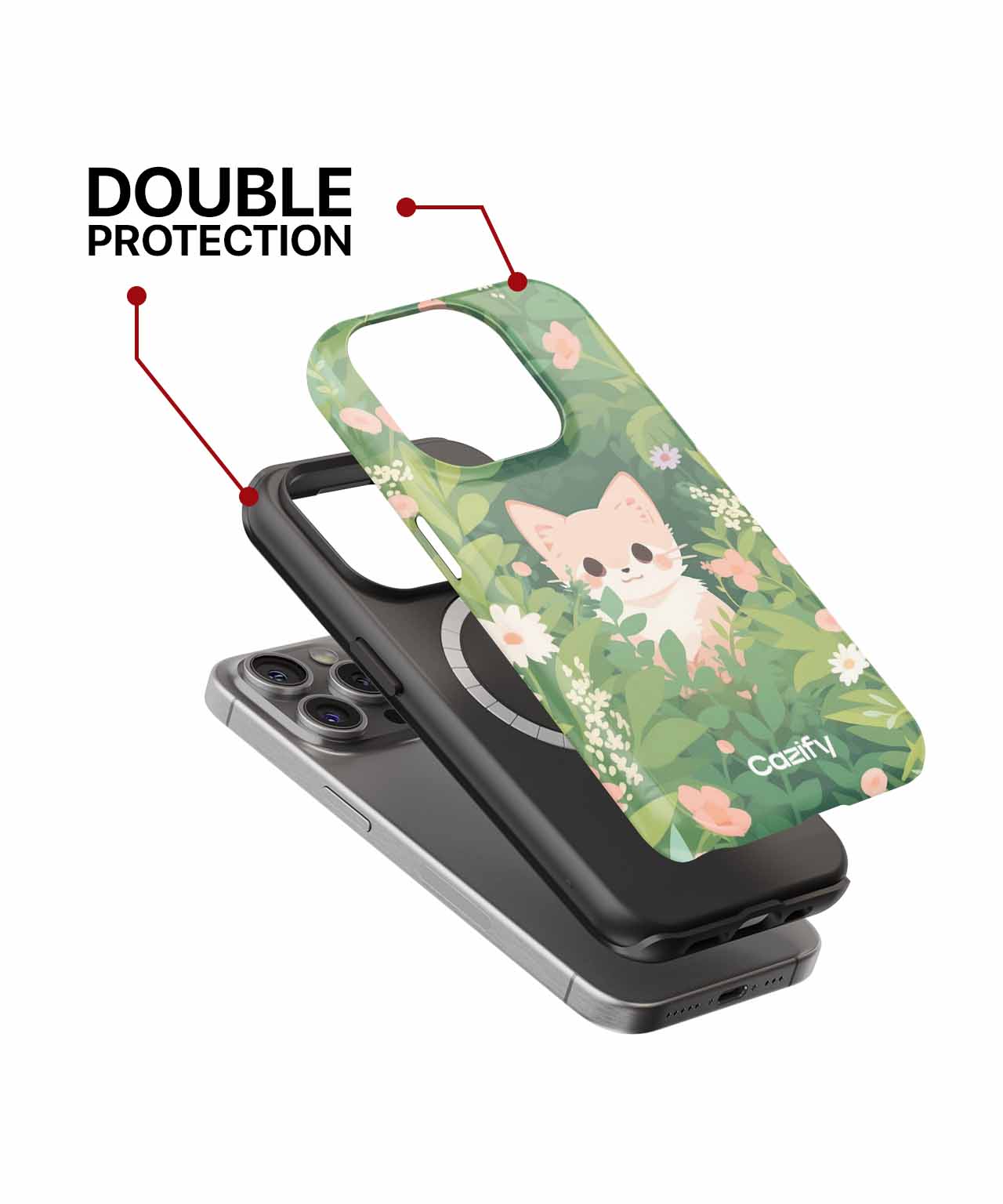 Curious Cat Adventuring in Flowers iPhone case Case Cazify - Delivery Canada