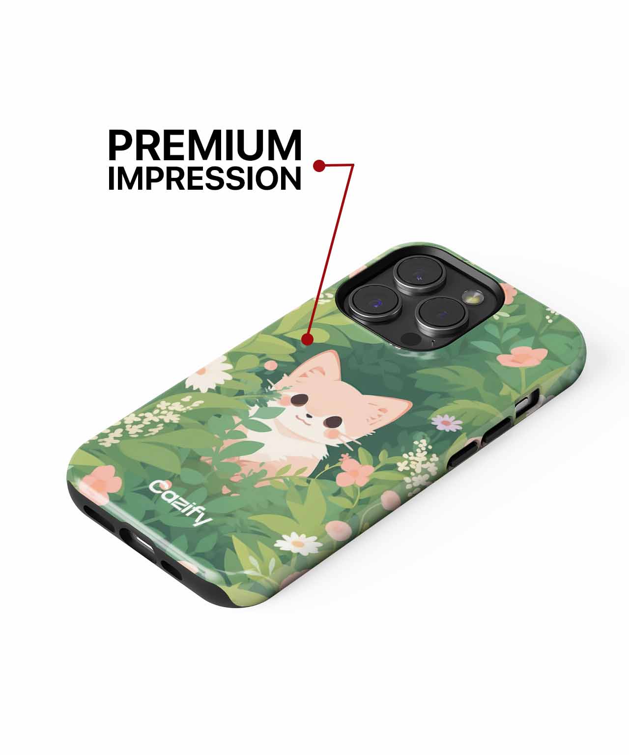 Curious Cat Adventuring in Flowers iPhone case Case Cazify - Delivery Canada