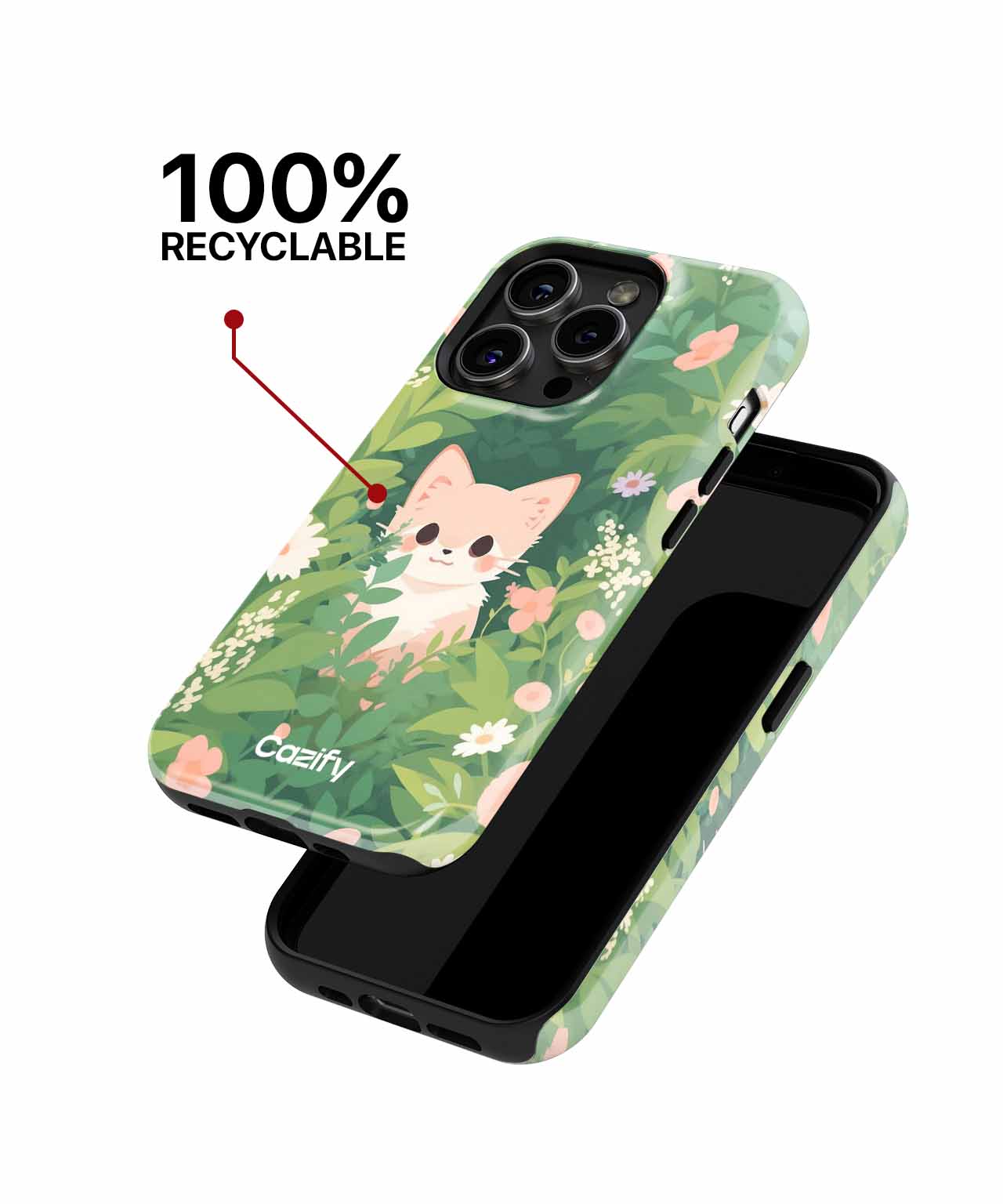 Curious Cat Adventuring in Flowers iPhone case Case Cazify - Delivery Canada