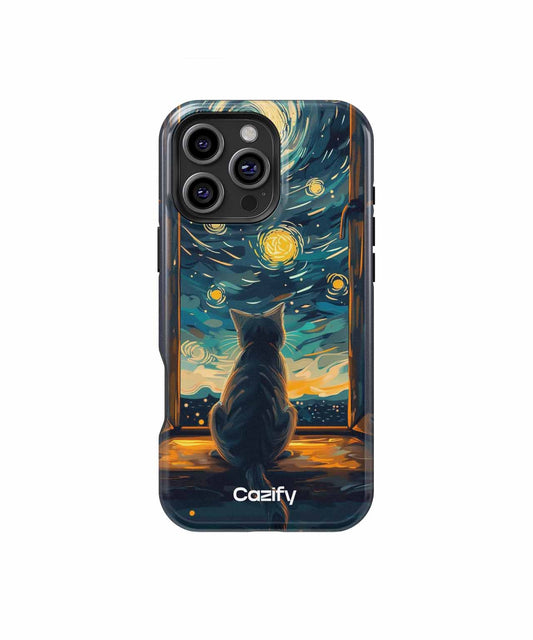 Curious Cat Stargazing Through Window iPhone case Case Cazify - Delivery Canada