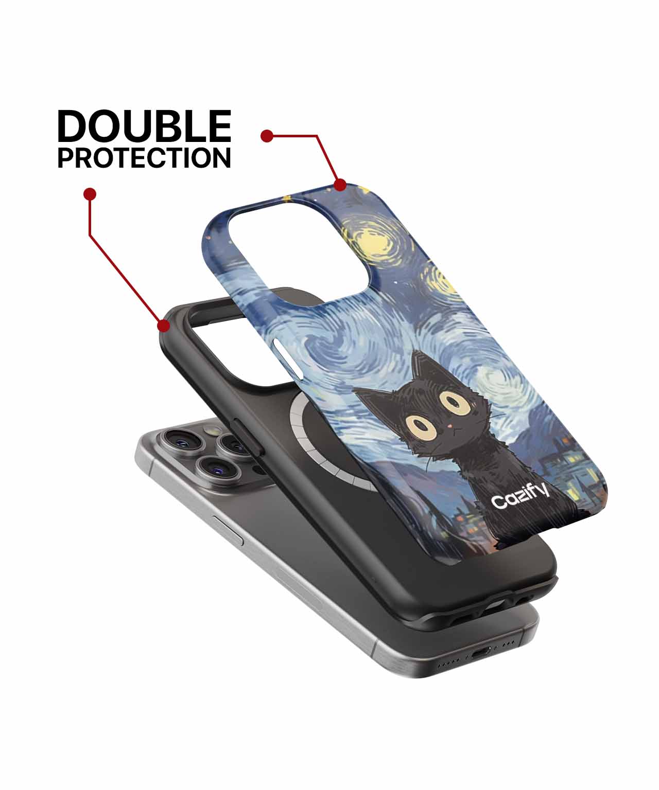Curious Whiskers in a Starry Night iPhone case Case Cazify - Delivery Canada