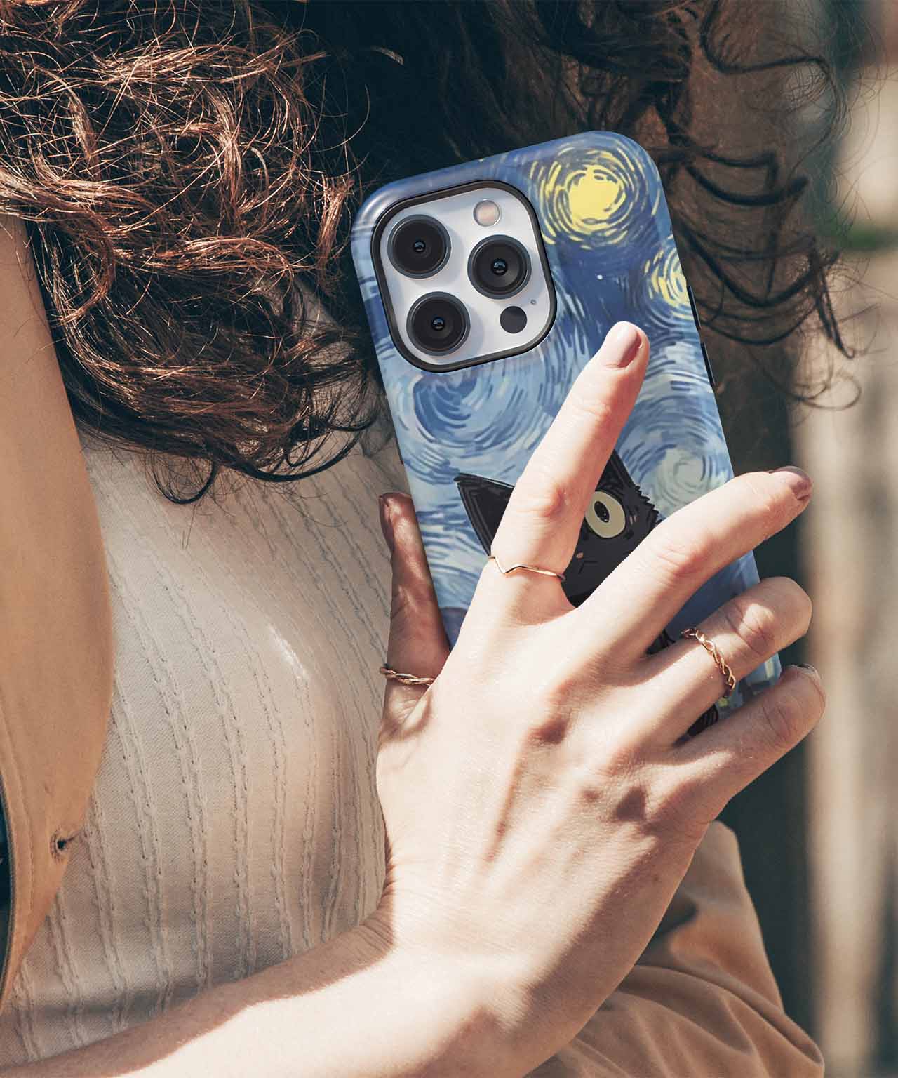 Curious Whiskers in a Starry Night iPhone case Case Cazify - Delivery Canada