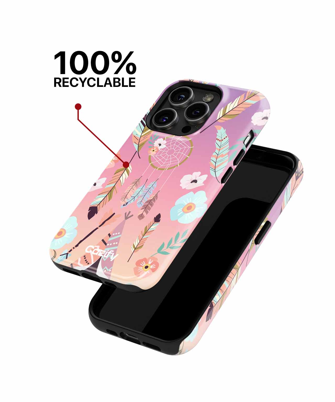 Dreamy Boho Vibes with Feathers and Flowers iPhone case Case Cazify - Delivery Canada