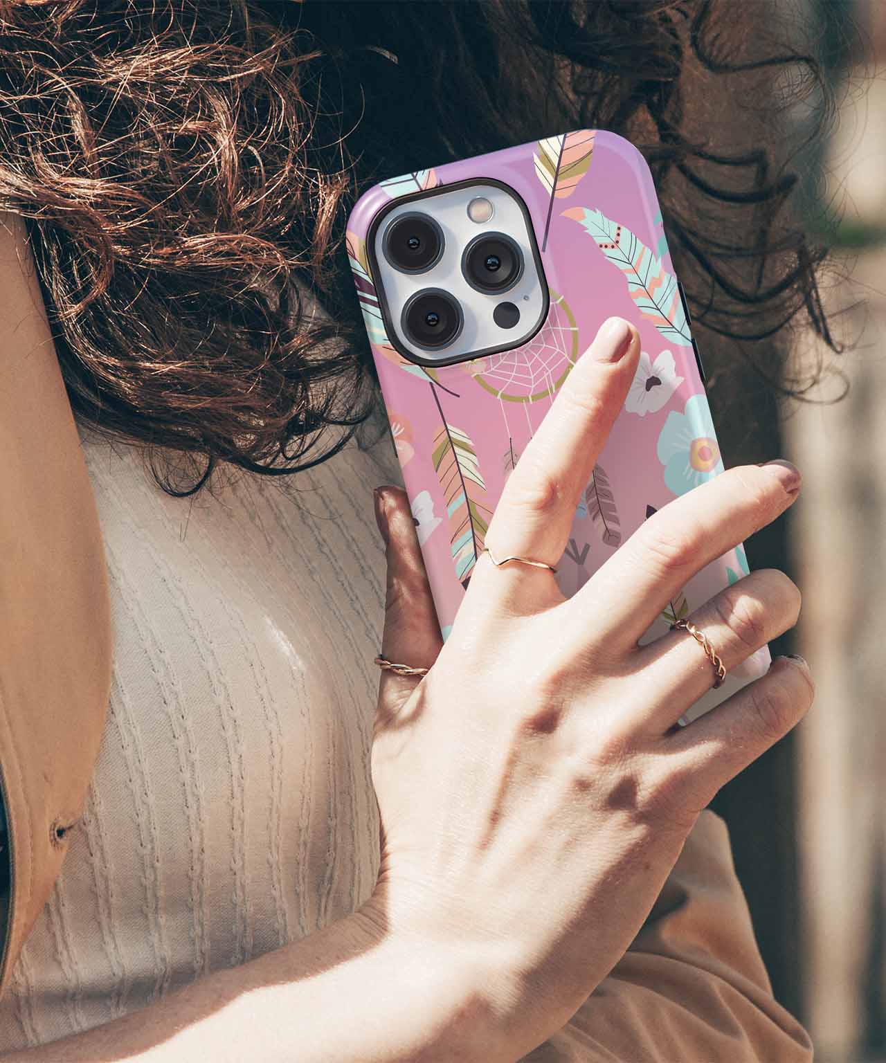 Dreamy Boho Vibes with Feathers and Flowers iPhone case Case Cazify - Delivery Canada