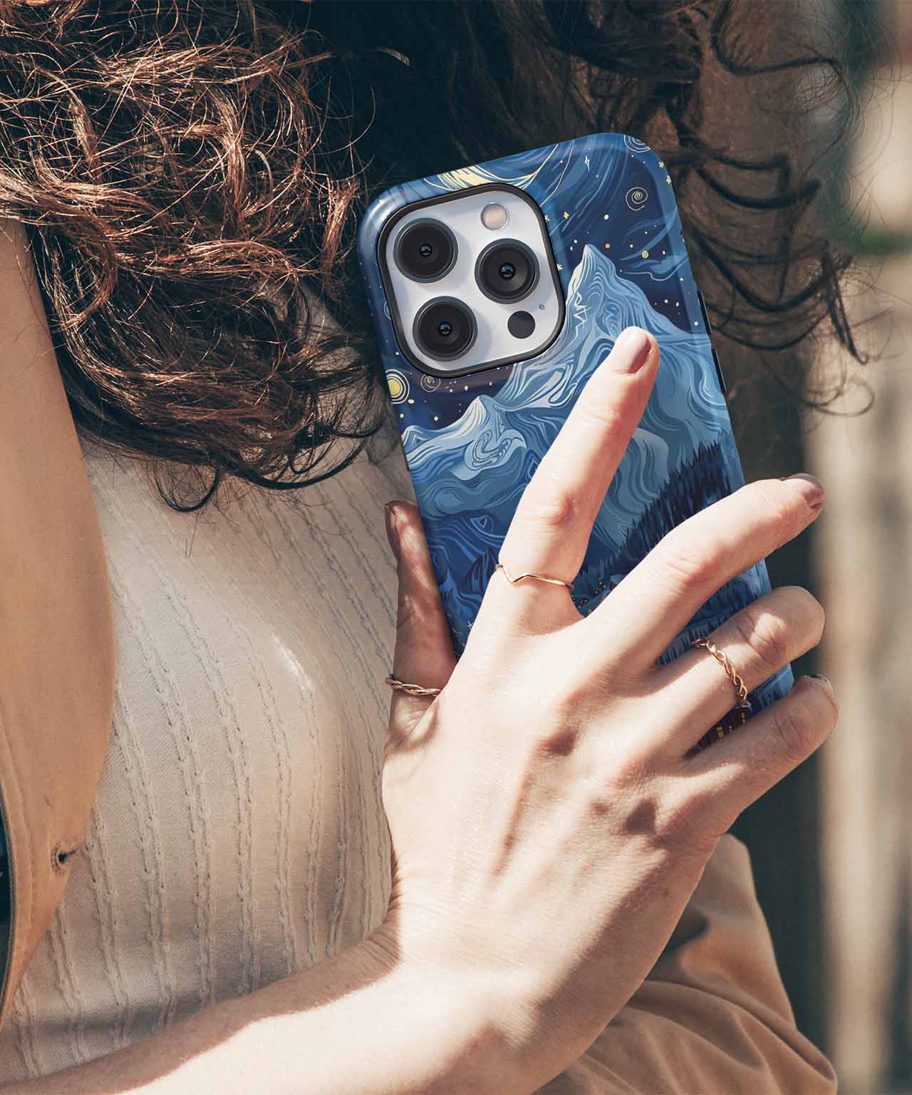 Dreamy Starry Night Over Mountains iPhone case Case Cazify - Delivery Canada