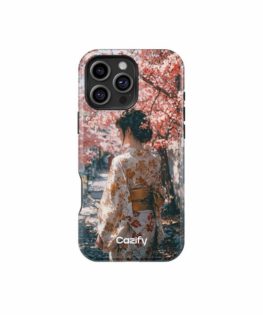 Elegant Cherry Blossom Stroll in Kimono iPhone case Case Cazify - Delivery Canada