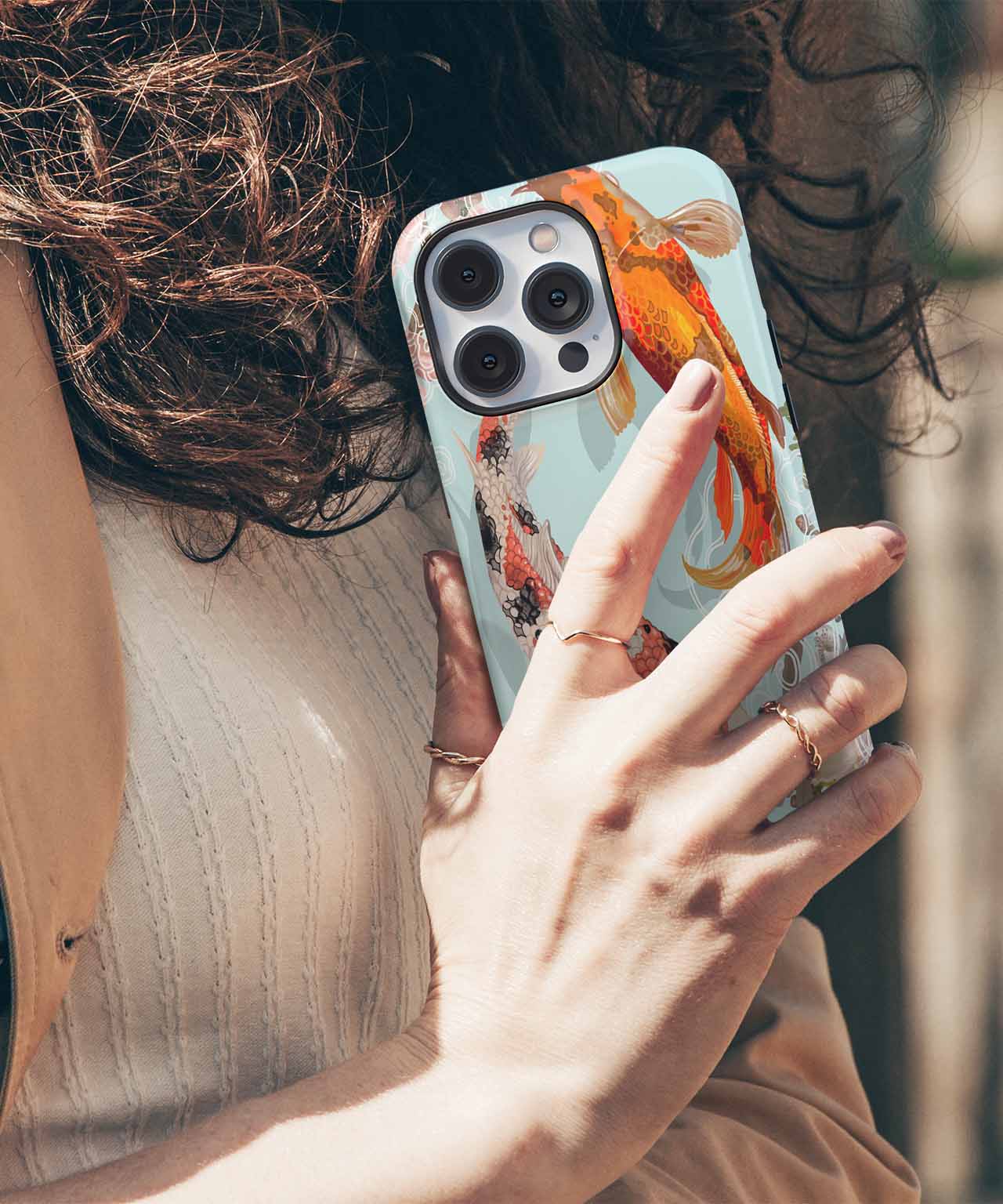 Elegant Koi Fish Dance Among Blooms iPhone case Case Cazify - Delivery Canada
