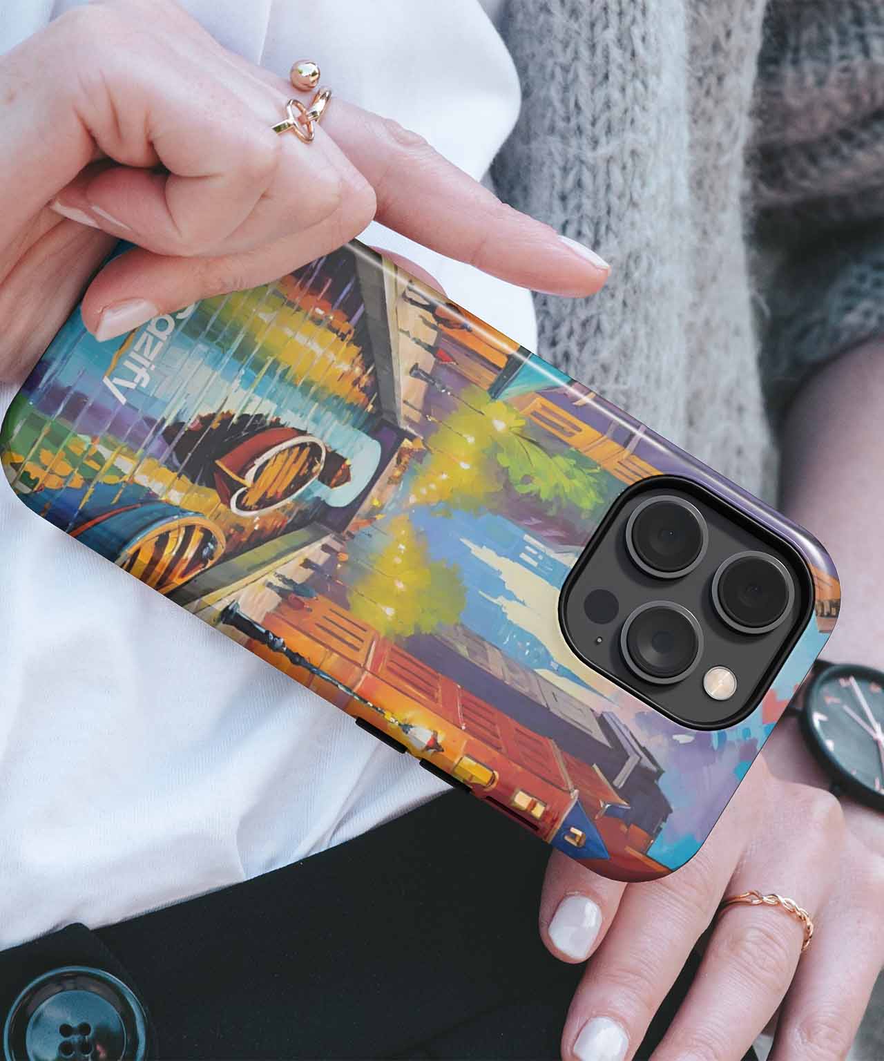 Enchanting City Canal with Colorful Boats iPhone case Case Cazify - Delivery Canada