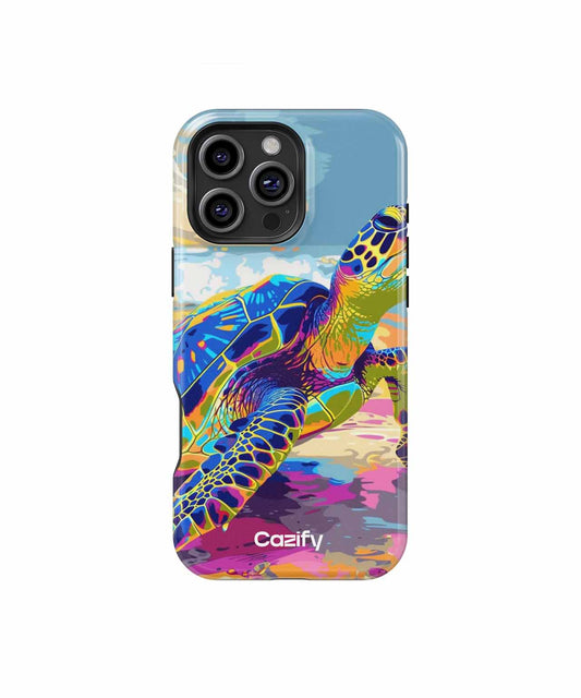 Energetic Colorful Tortoise at the Beach iPhone case Case Cazify - Delivery Canada