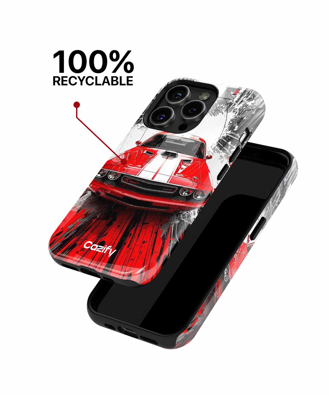 Fast Red Muscle Car in Action iPhone case Case Cazify - Delivery Canada