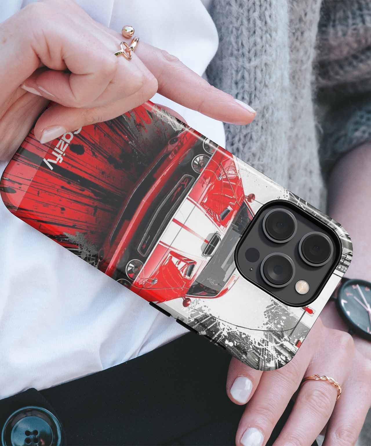 Fast Red Muscle Car in Action iPhone case Case Cazify - Delivery Canada