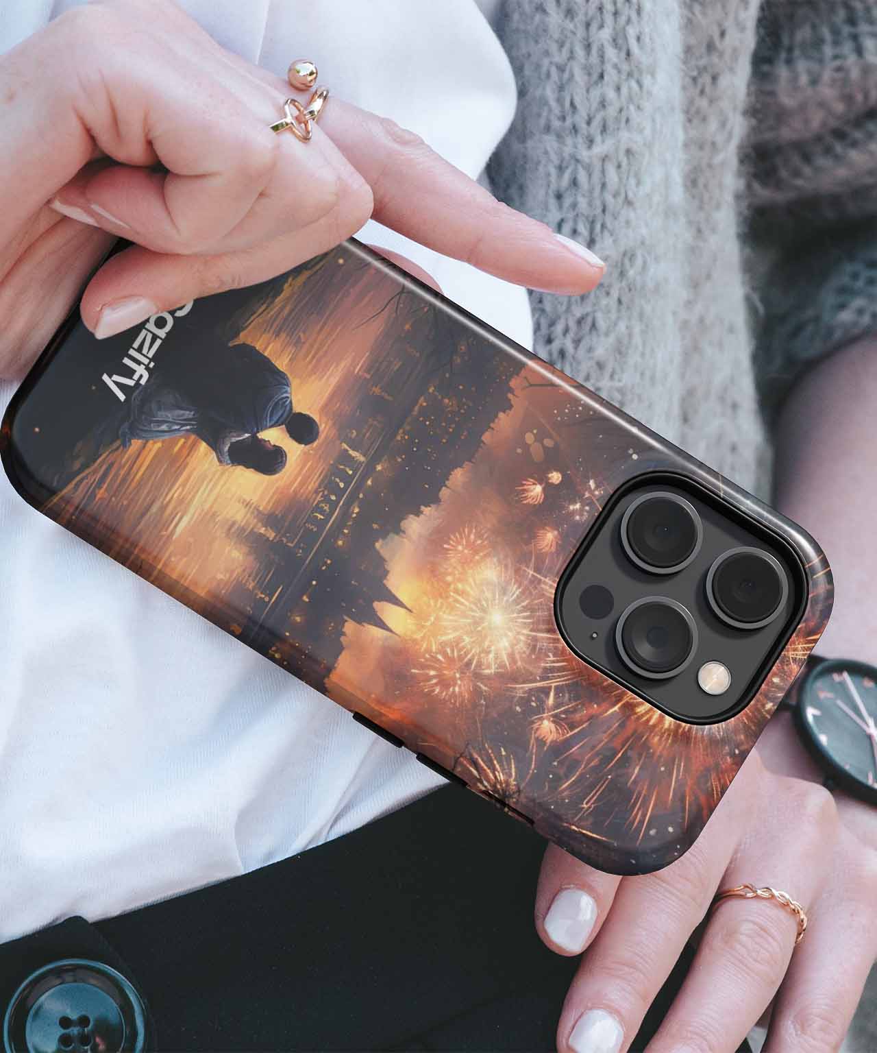 Fiery Night Love under Stars iPhone case Case Cazify - Delivery Canada