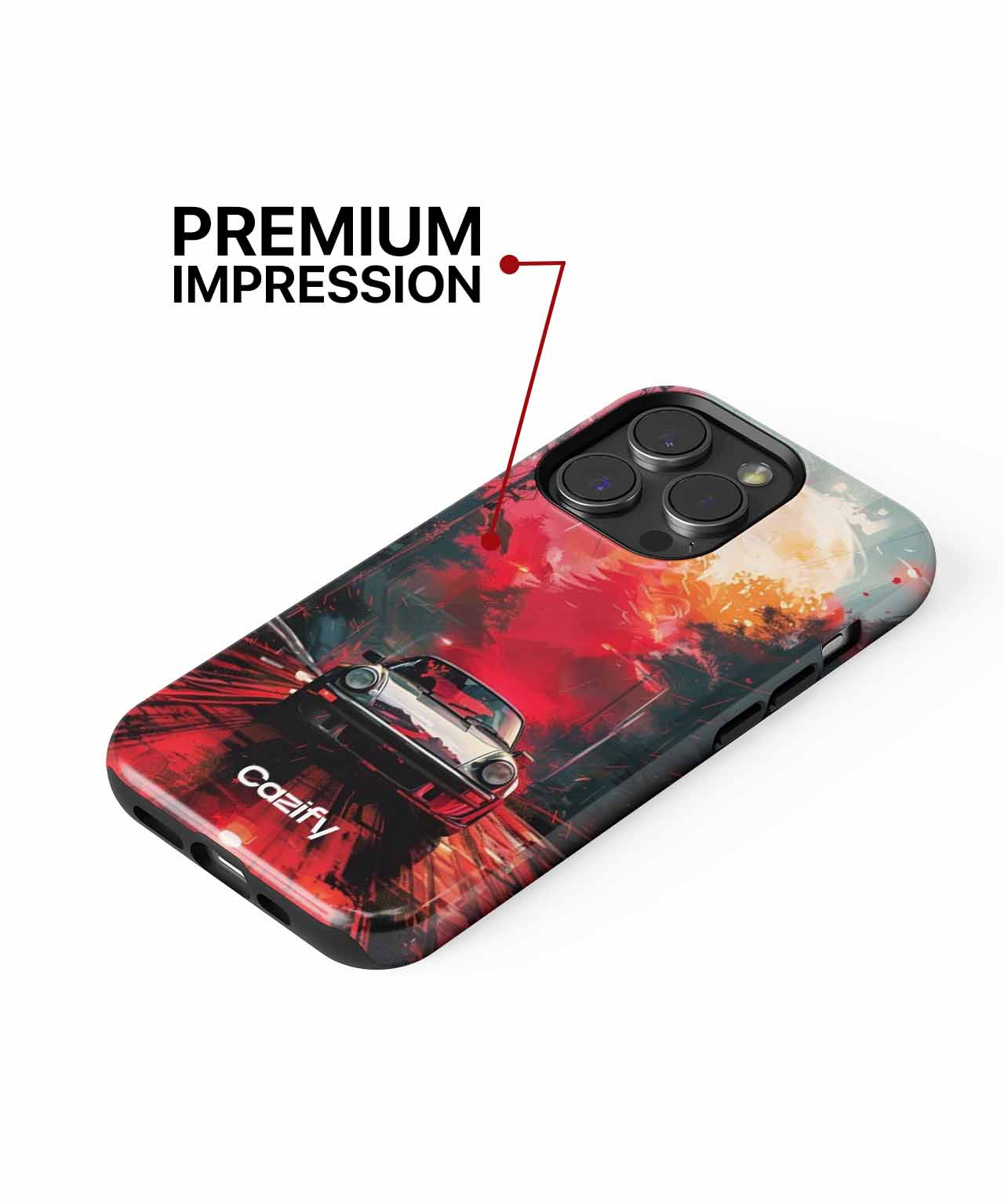 Fiery Racer in an Explosive City iPhone case Case Cazify - Delivery Canada