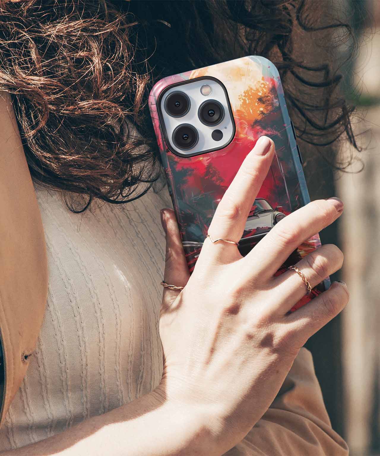 Fiery Racer in an Explosive City iPhone case Case Cazify - Delivery Canada
