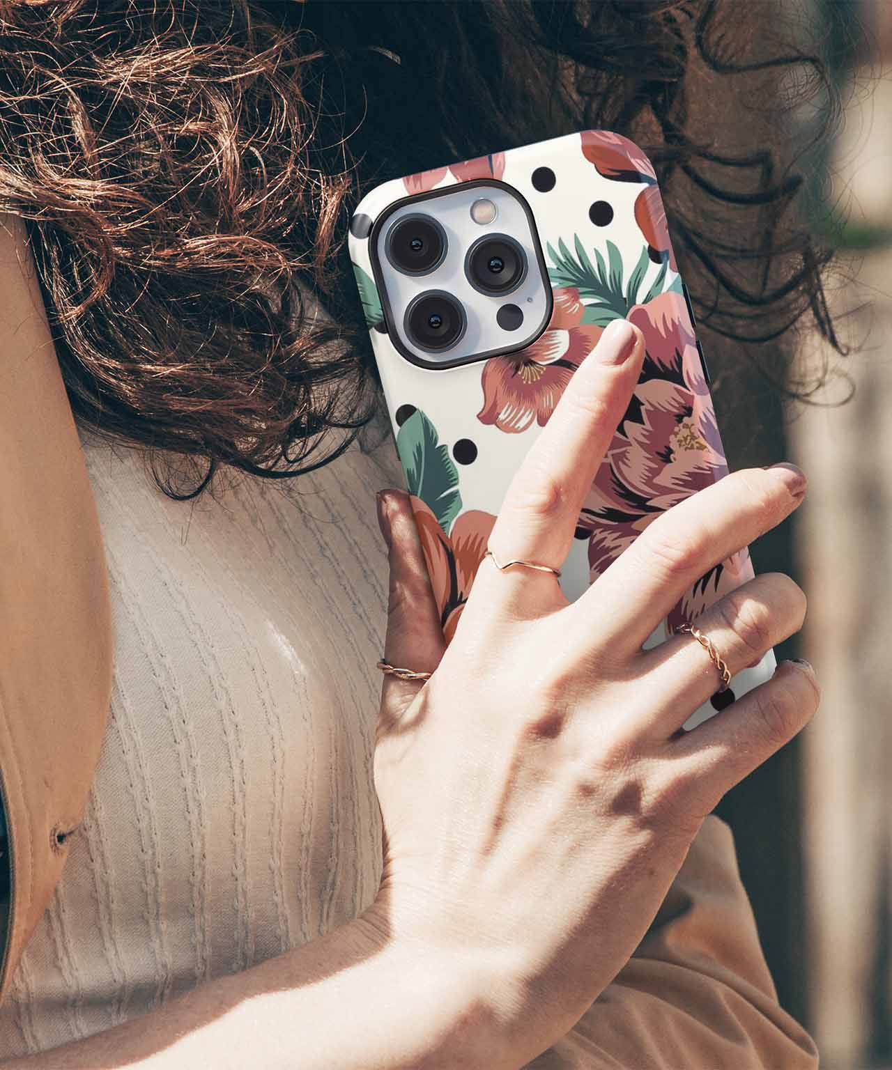Floral Delight with Playful Polka Dots iPhone case Case Cazify - Delivery Canada