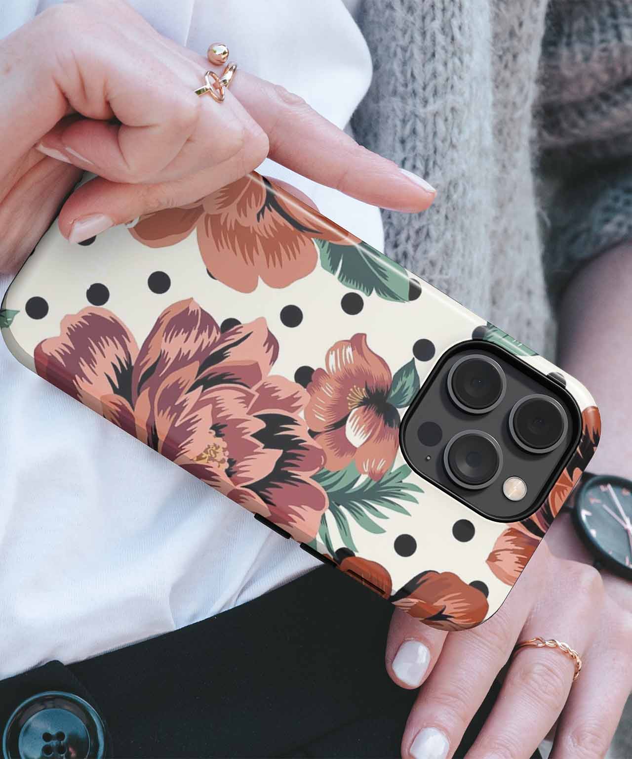 Floral Delight with Playful Polka Dots iPhone case Case Cazify - Delivery Canada