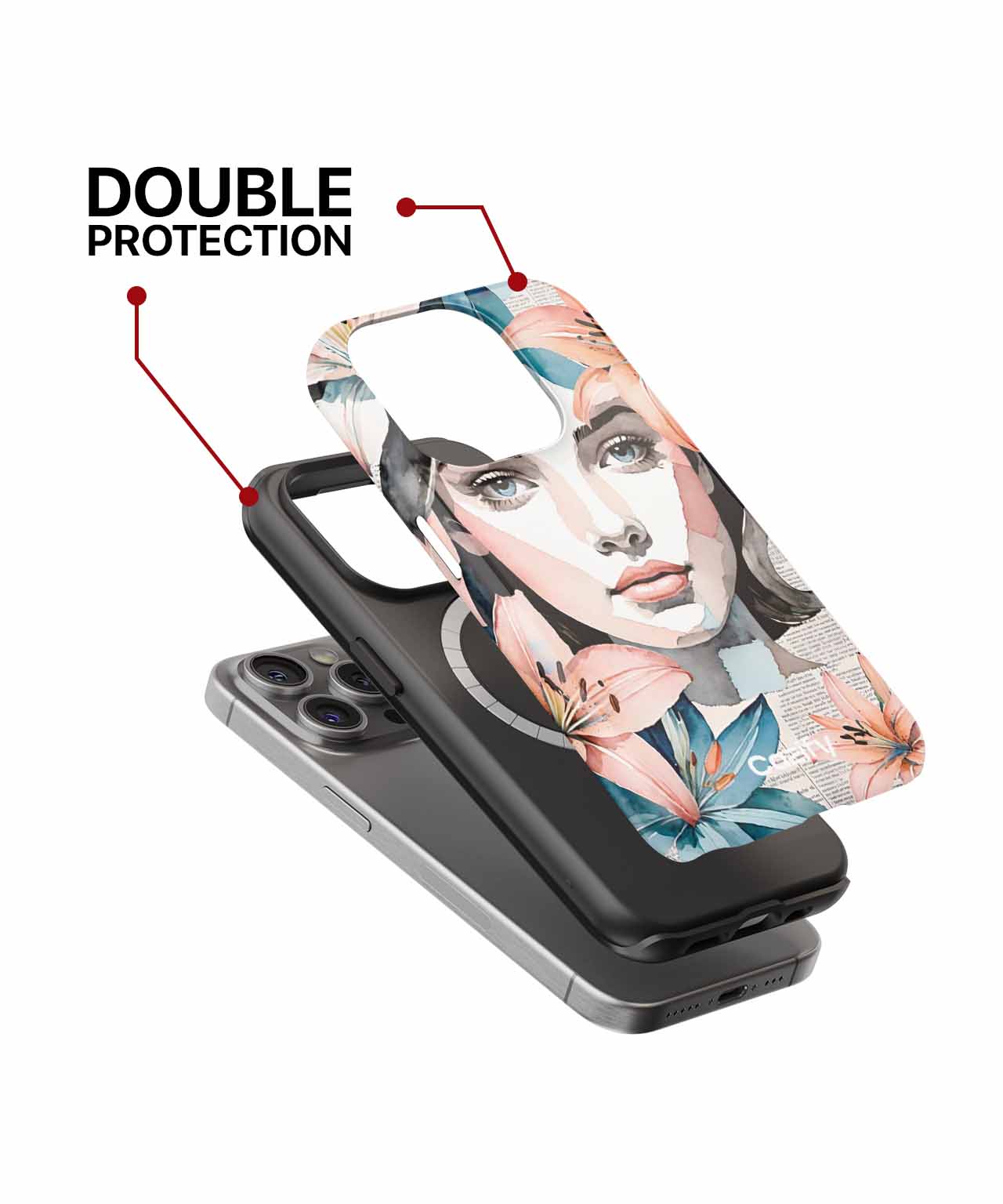 Floral Fantasy Meets Portrait Perfection iPhone case Case Cazify - Delivery Canada
