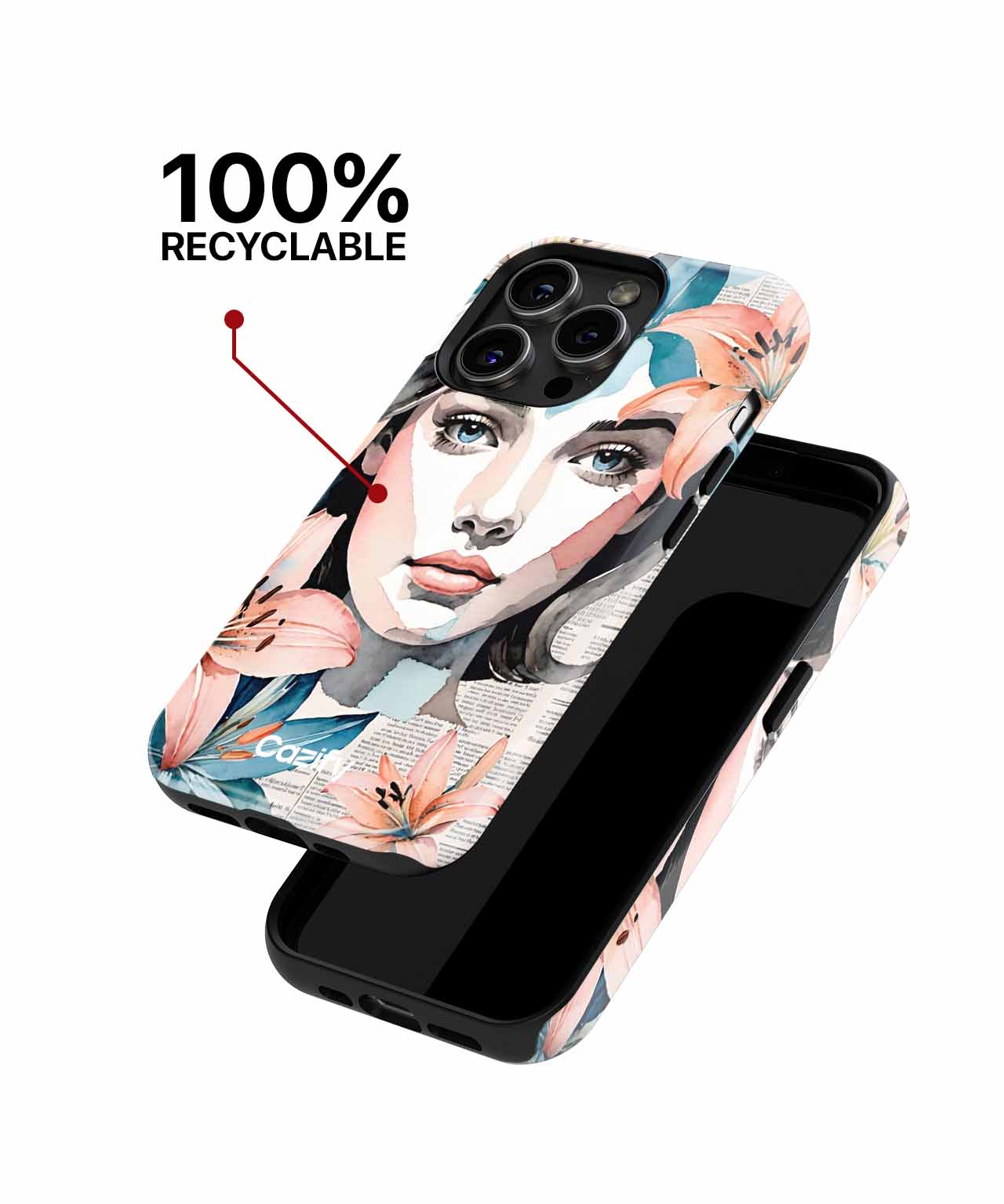 Floral Fantasy Meets Portrait Perfection iPhone case Case Cazify - Delivery Canada