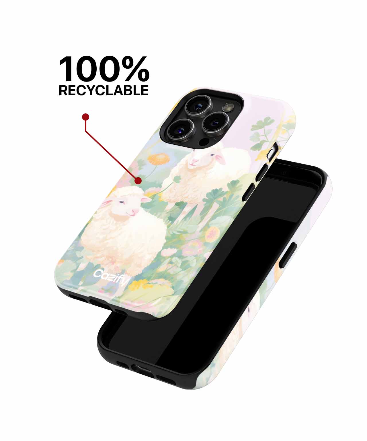 Fluffy Sheep frolicking in a Floral Paradise iPhone case Case Cazify - Delivery Canada