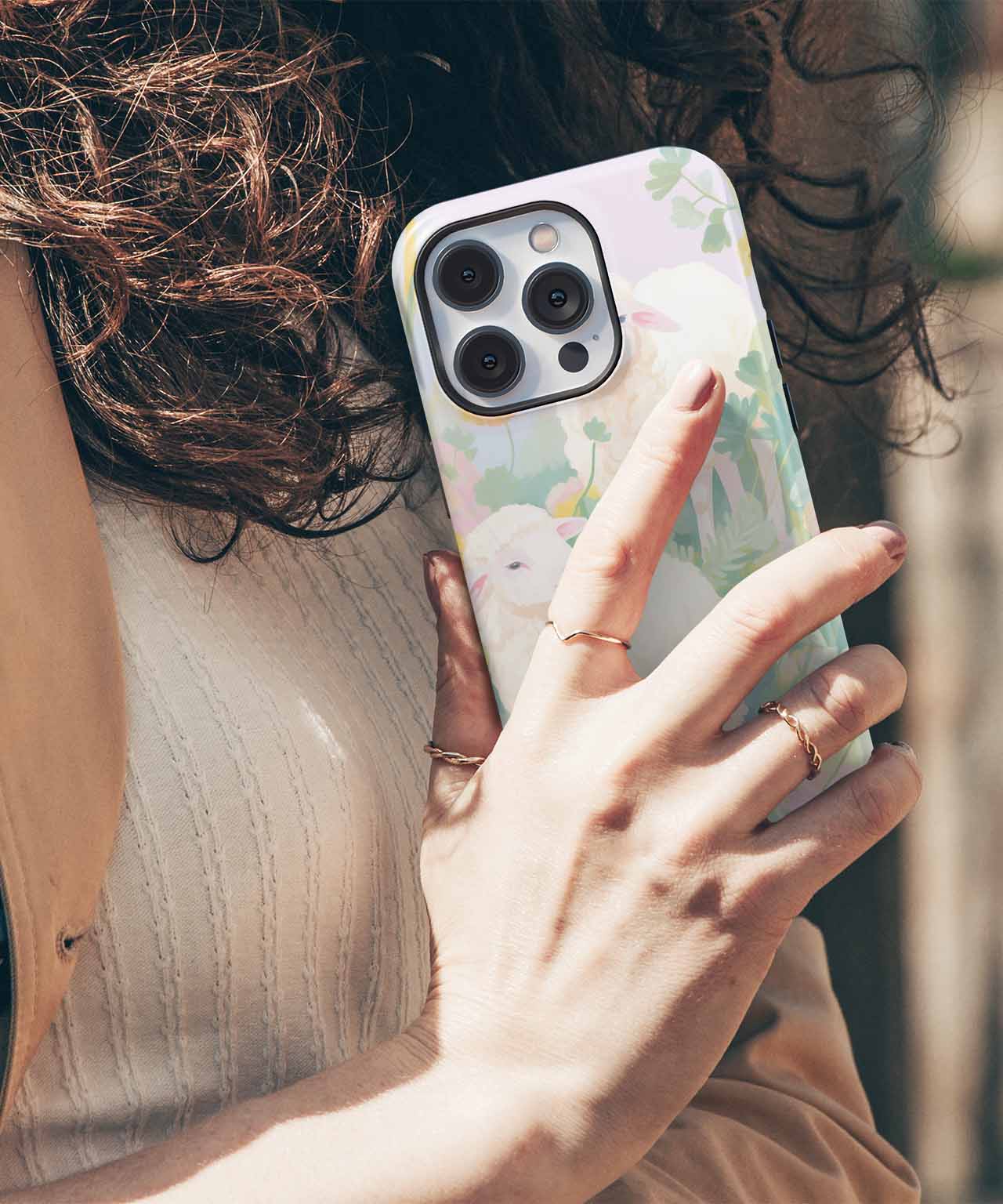 Fluffy Sheep frolicking in a Floral Paradise iPhone case Case Cazify - Delivery Canada