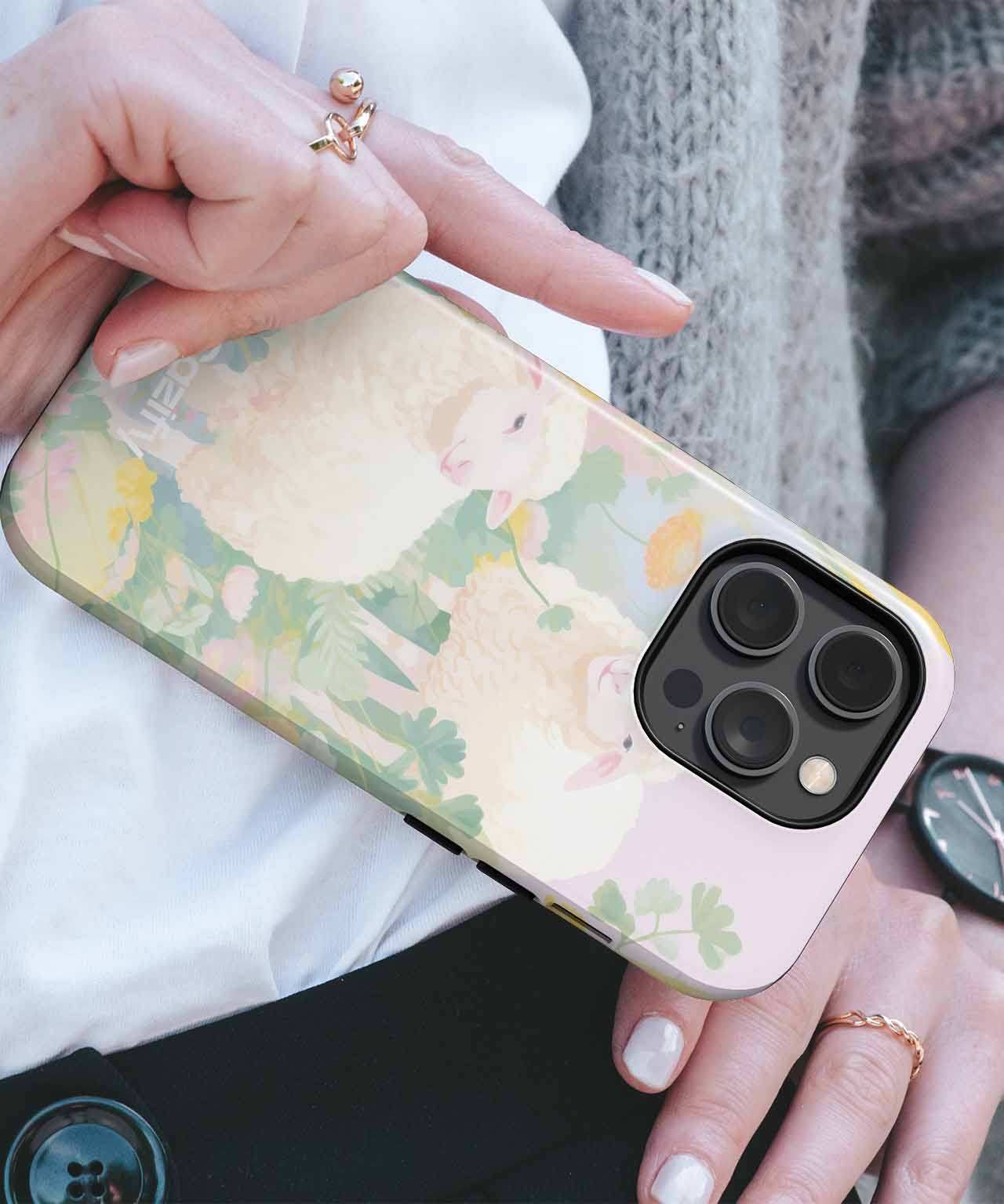 Fluffy Sheep frolicking in a Floral Paradise iPhone case Case Cazify - Delivery Canada